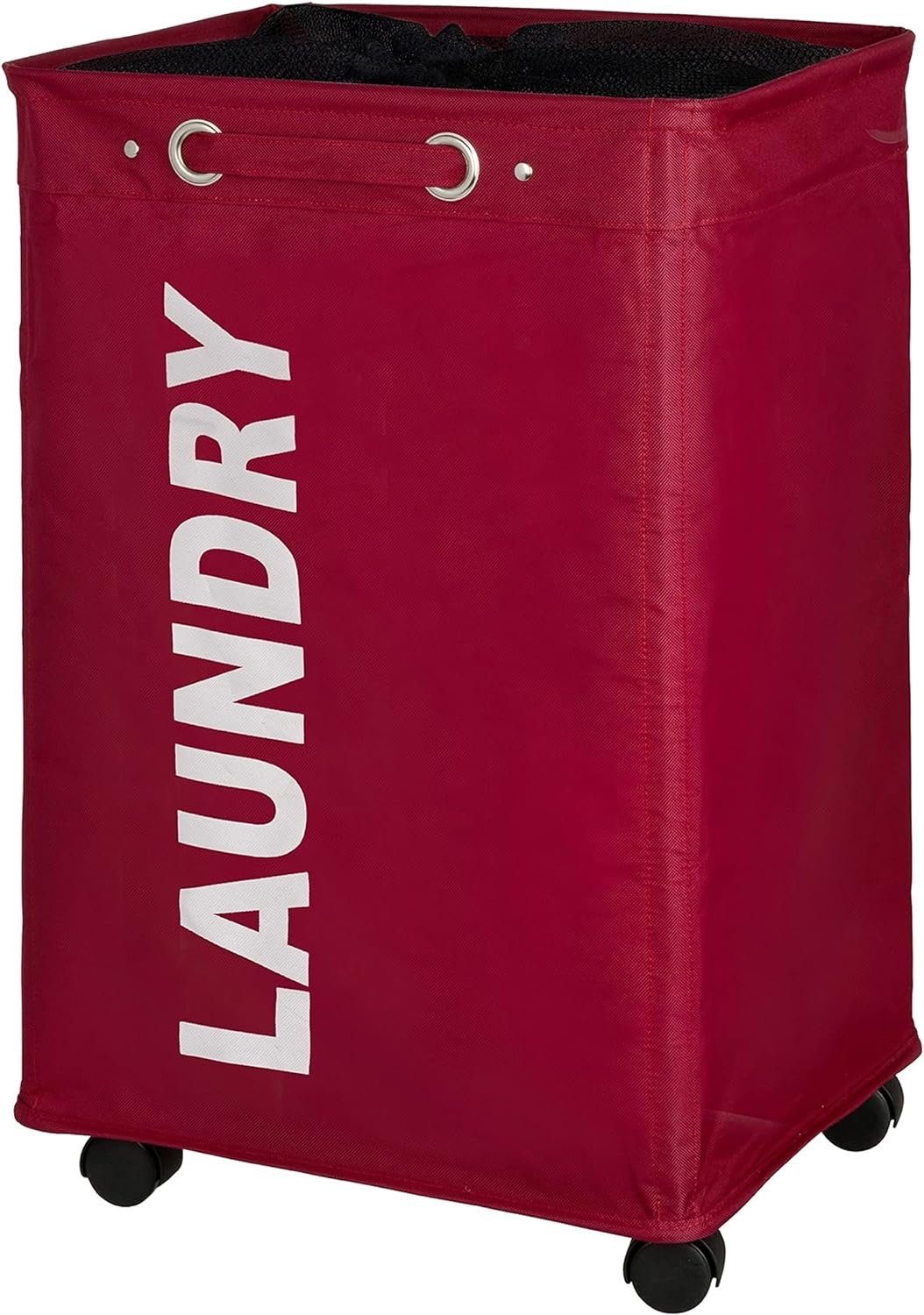 WENKO Wäschetruhe Wäschekorb mit Rollen Wäschetonne Quadro rot XL, 79 Liter günstig online kaufen
