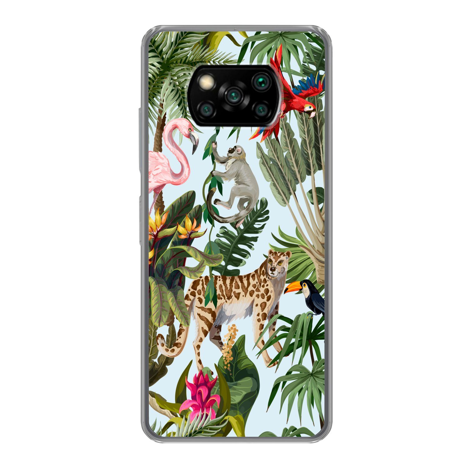 MuchoWow Handyhülle für Xiaomi Poco X3 Pro Dschungel - Tiere - Mädchen - Kinder - Jungen -, Phone Case, Silikon, Schutzhülle Dünn