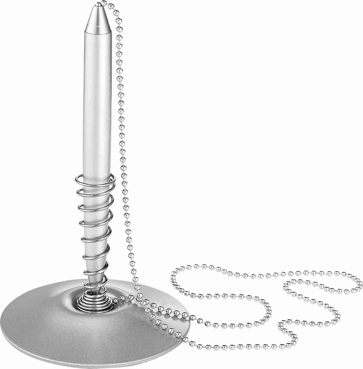 ALCO Kugelschreiber Kugelschreiberständer Kette 55cm silber