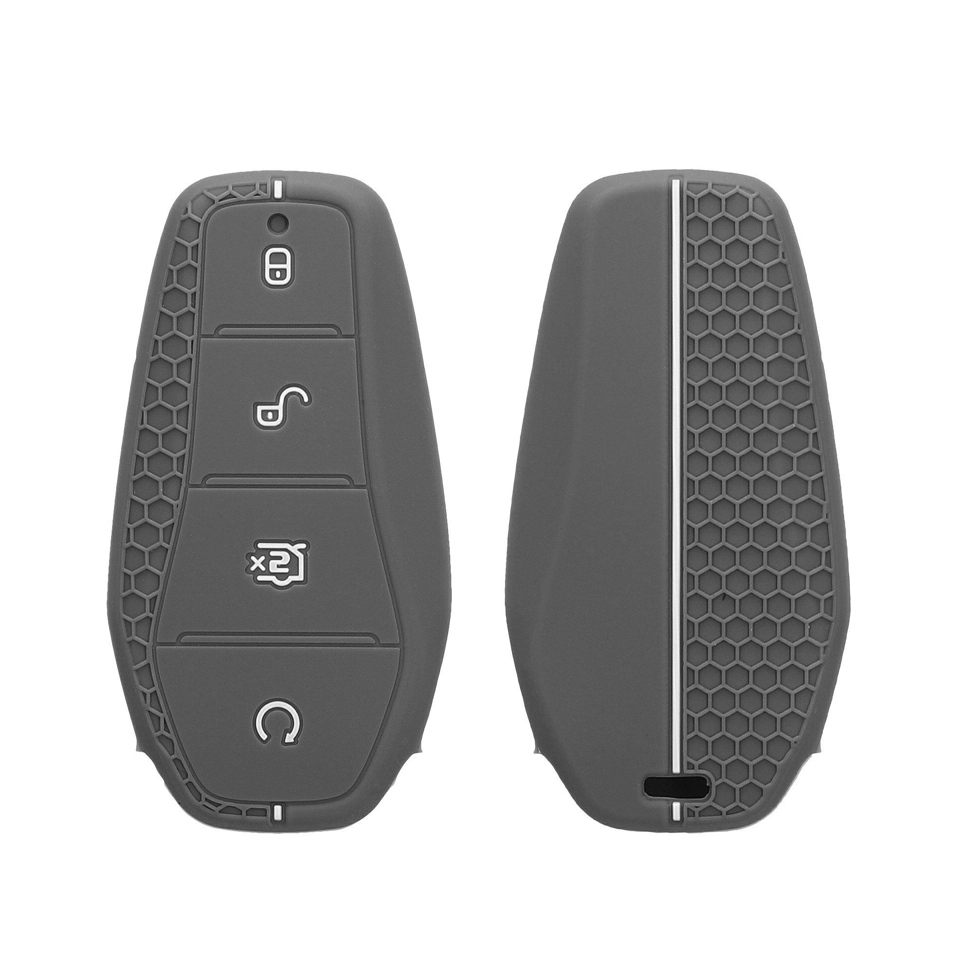 kwmobile Schlüsseltasche Autoschlüssel Silikon Hülle für BYD Atto 3 / Sealion / Han / Tang / (1-tlg), Schlüsselhülle aus Silikon - in Grau Weiß