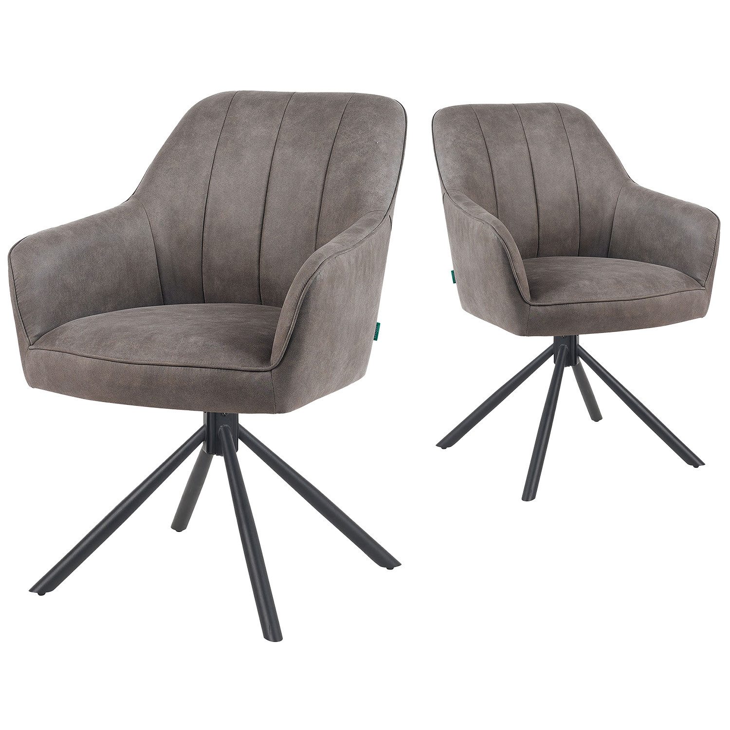 DUBI Möbel Polsterstuhl Mika-Piet (2 St), Federkern, pulverbeschichtet, 360° drehbar im 2er-Set