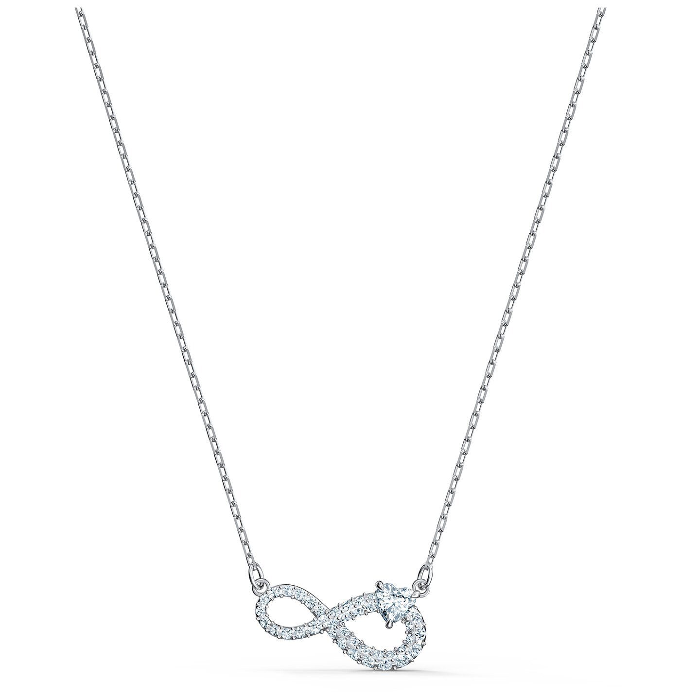 Swarovski Kette mit Anhänger Swarovski Halskette 5520576 Infinity, weiss, rhodiniert (1-tlg)
