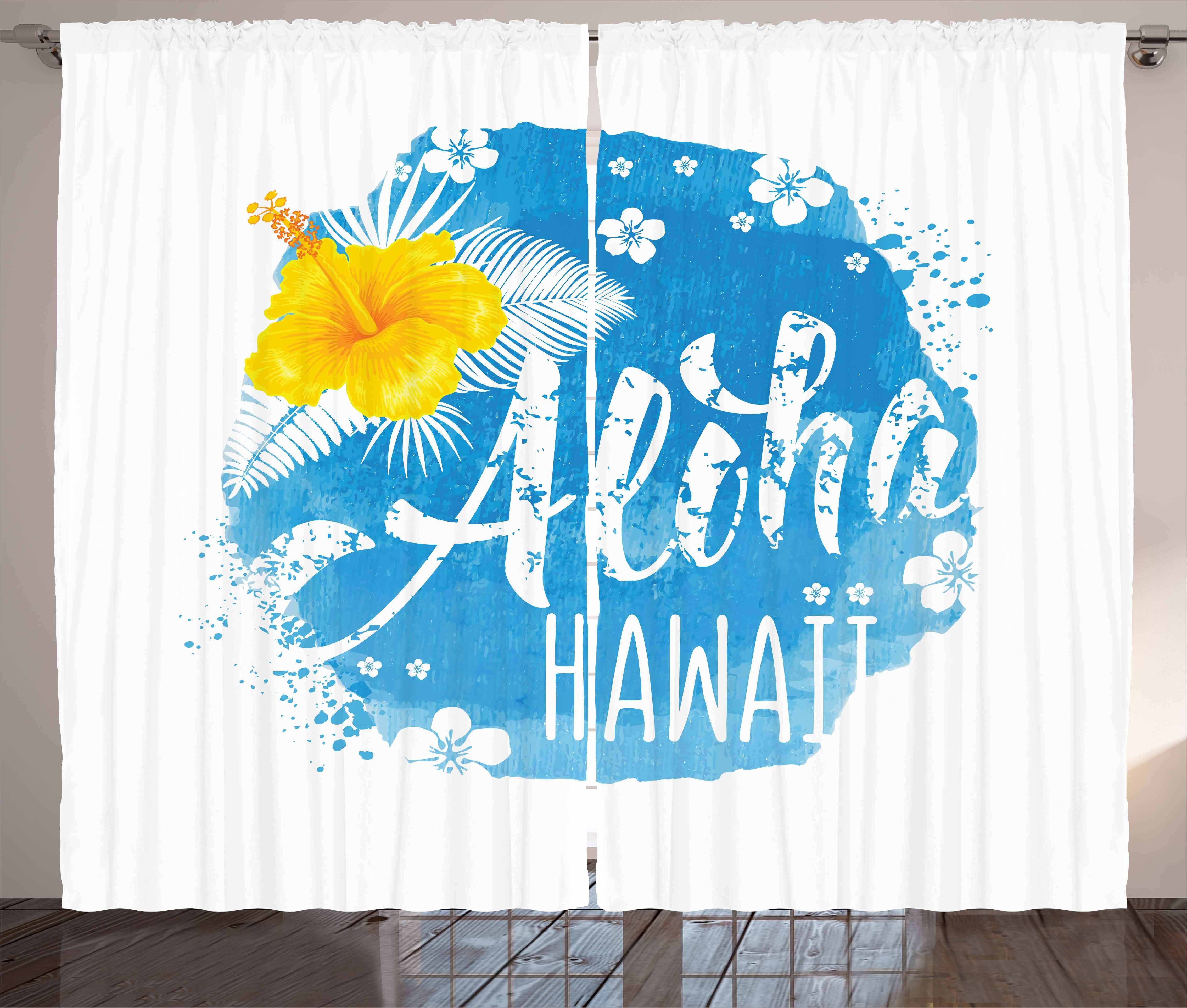 Gardine Schlafzimmer Kräuselband Vorhang mit Schlaufen und Haken, Abakuhaus, Aloha Abstrakte Knospen und Blüten