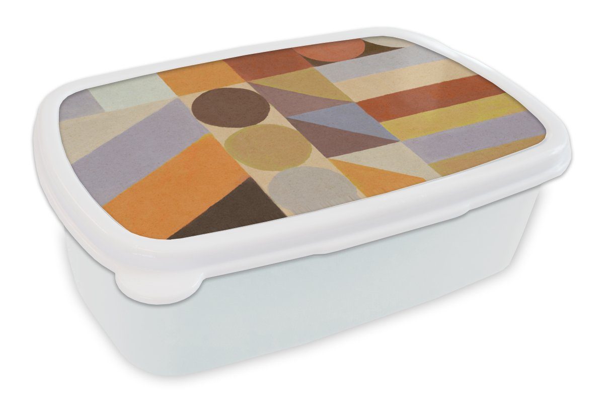 MuchoWow Lunchbox Mädchen - - weiß für Farben Jungs und Kinder Formen Brotbox (2-tlg), und Pastell, Erwachsene, Geometrie Kunststoff, Brotdose, - für