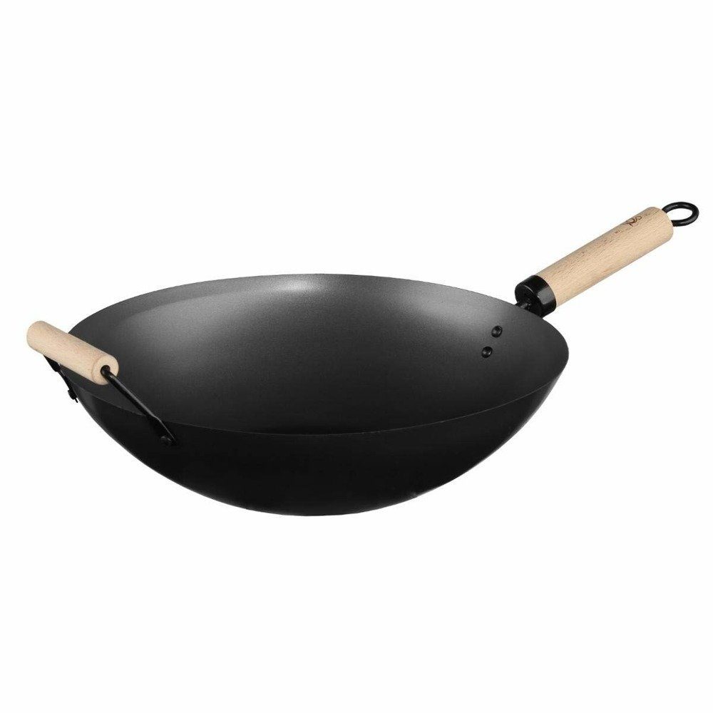 5five Simply Smart Bratpfanne Wok mit Holzgriff, Kohlenstoffstahl (Einzaln)