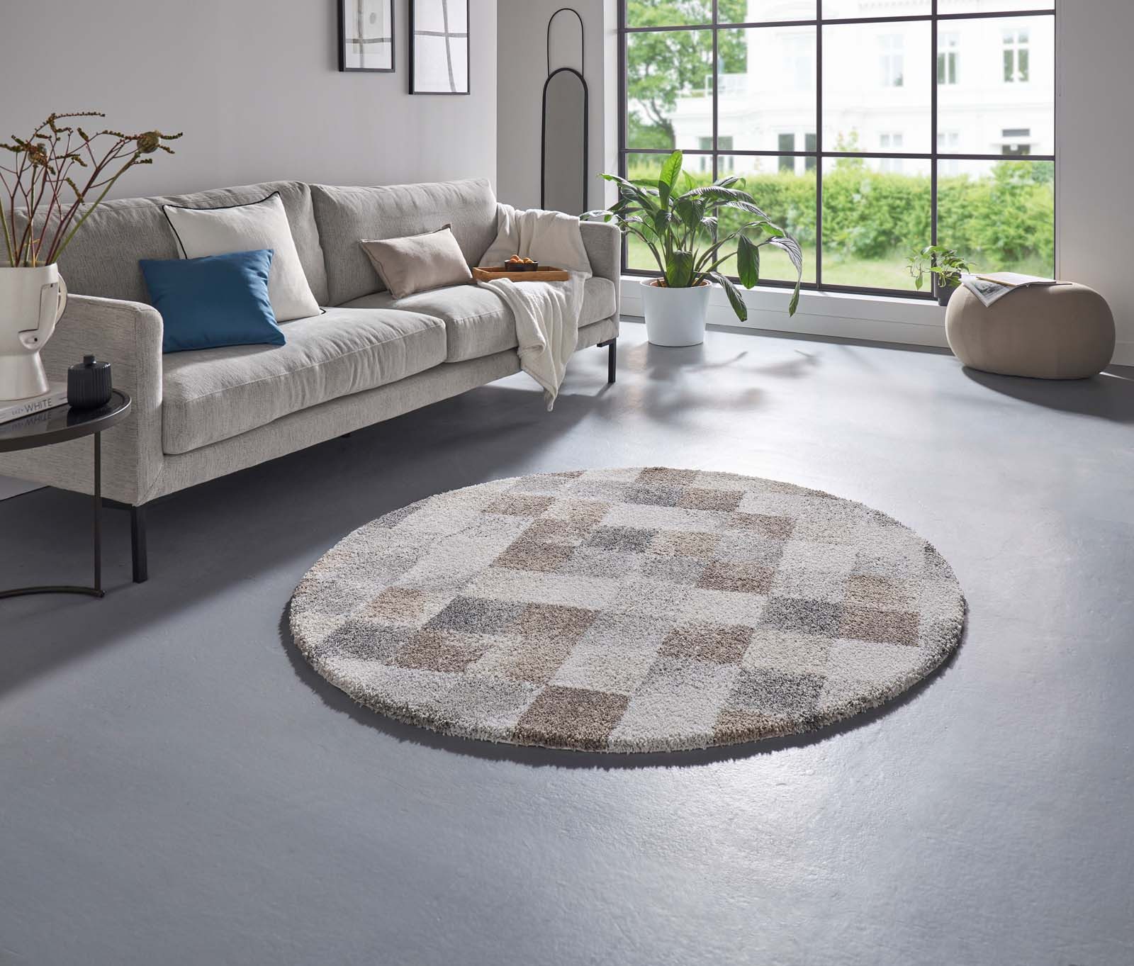 TaraCarpet Teppich Tara Carpet Berber Karo, rund, Höhe: 27 mm, rund