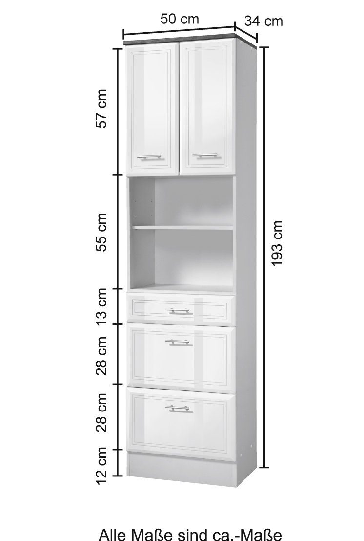 welltime Hochschrank Neapel Breite 50 cm, mit Hochglanzfronten und eleganter Fräsung – Bild 3 von 3