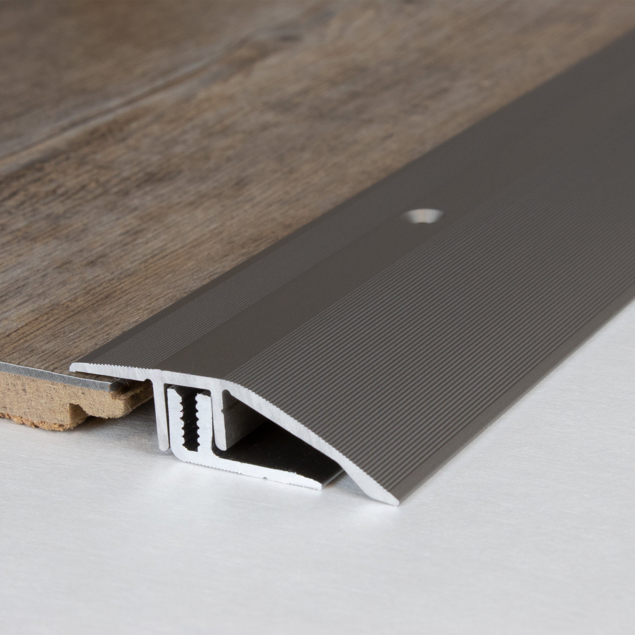 PROVISTON Anpassprofil Aluminium, 44 x 7 - 15 x 1000 mm, Edelstahloptik, Anpassungsprofil (1-St)