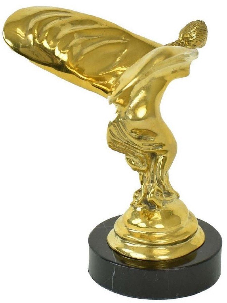 mit H. Schwarz Luxus Frau Gold 15 Edle Skulptur Marmorsockel Bronzefigur Luxus cm Casa 15 mit / Spirit 21 Dekofigur Ecstasy - Deko x of x Padrino - Bronze Accessoires Flügeln