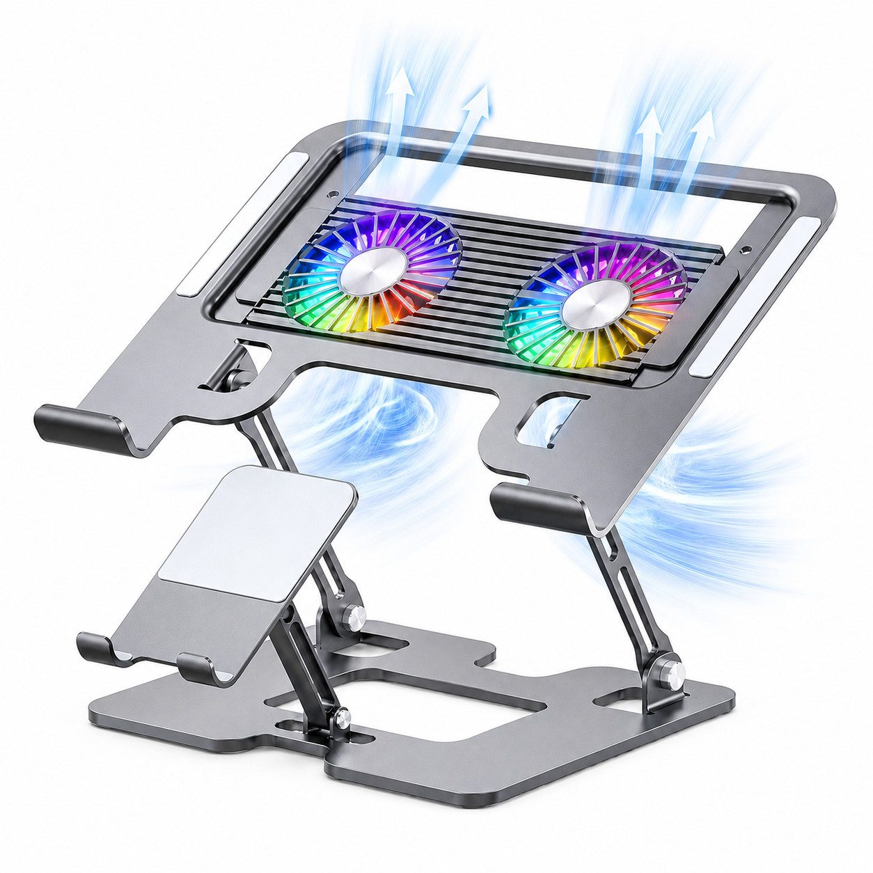 OYLCDI Notebook-Kühler Höhenverstellbarer Laptopständer mit 2 Kühlventilatoren, belüfteter Laptopaufsatz für bis 17 Zoll Laptops
