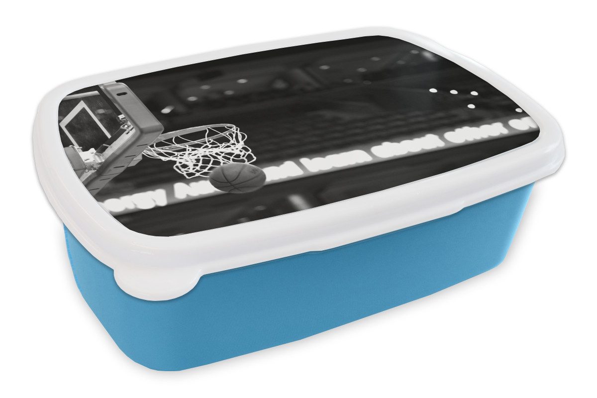 MuchoWow Lunchbox Basketball geht durch den Korb, Kunststoff, (2-tlg), Brotdose, Lunchbox, Brotbox für Kinder und Erwachsene