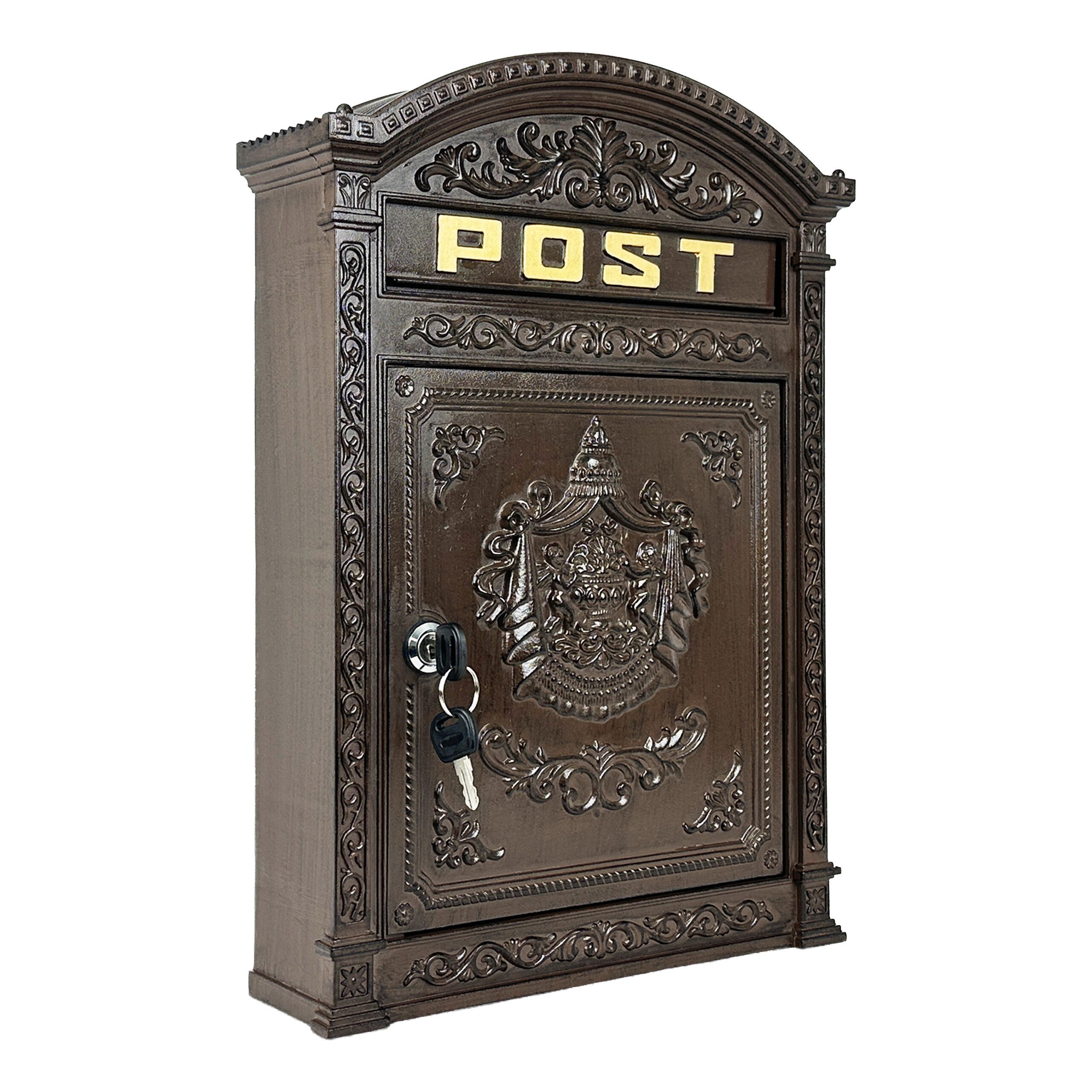 relaxdays Briefkasten Antik, braun