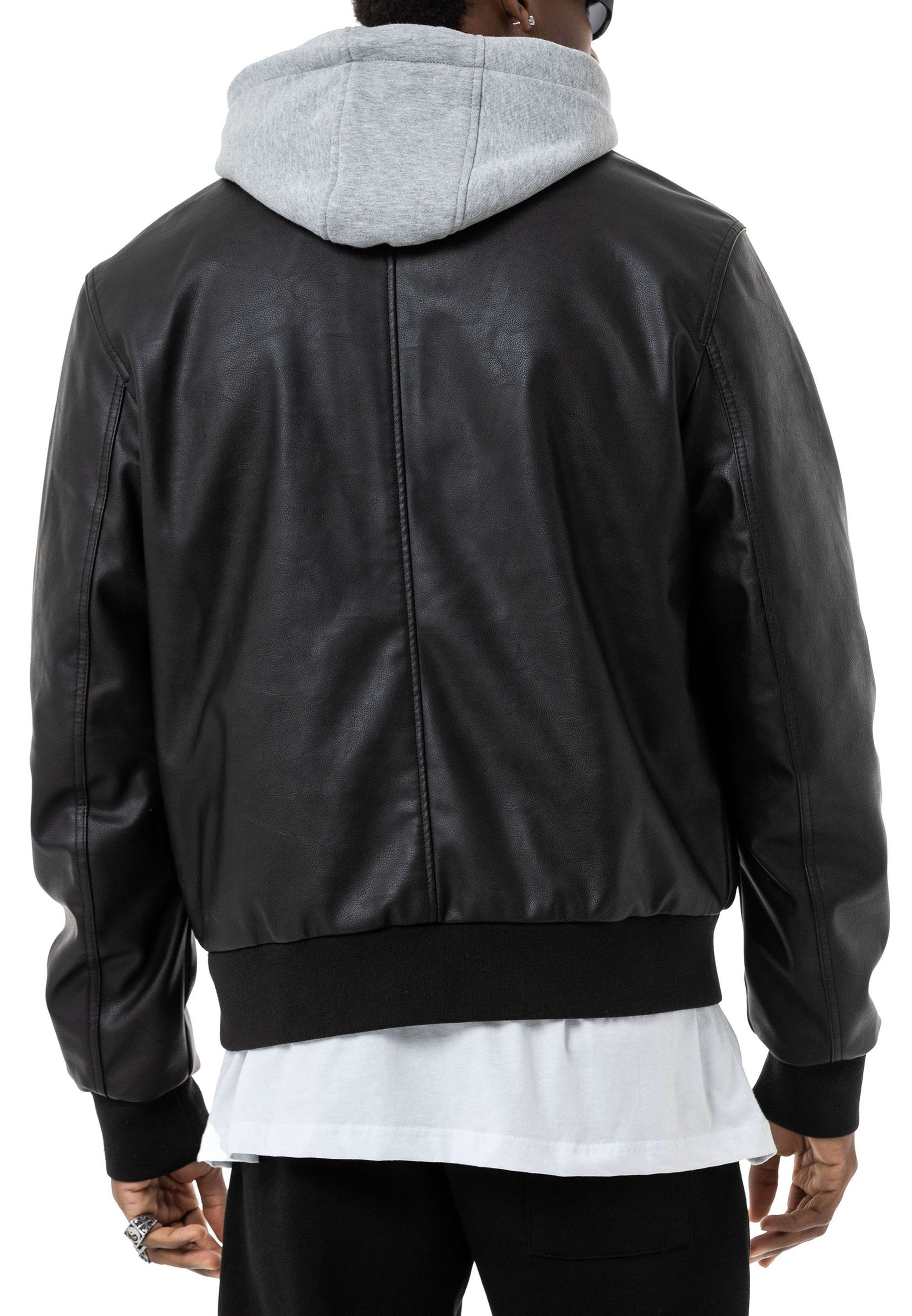 RedBridge Lederimitatjacke Bomberjacke mit abnehmbarer Kapuze – Bild 5 von 5
