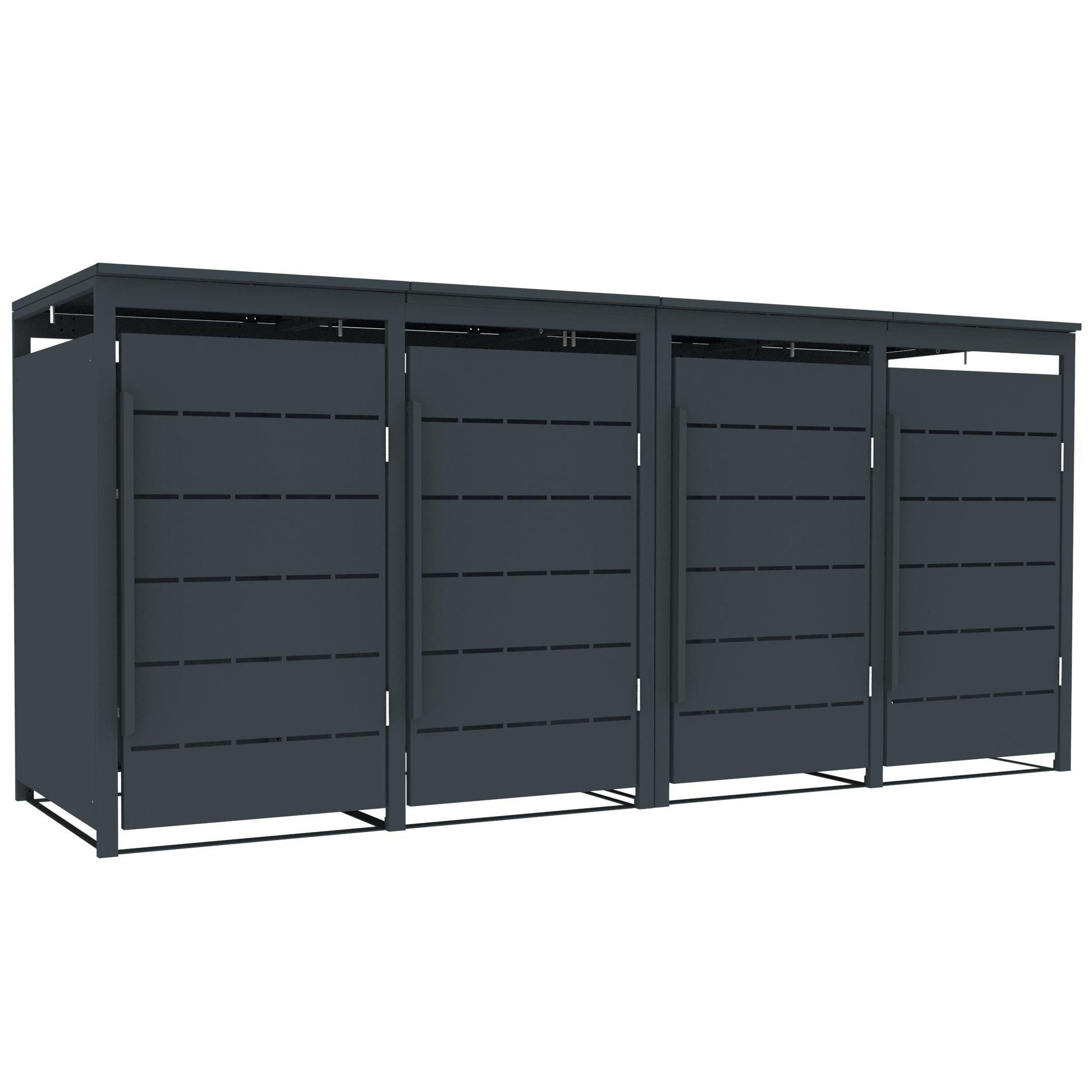 ESTEXO Mülltonnenbox Müllbox Mülltonnenverkleidung 4 Türen Anthrazit Box Soft-Close