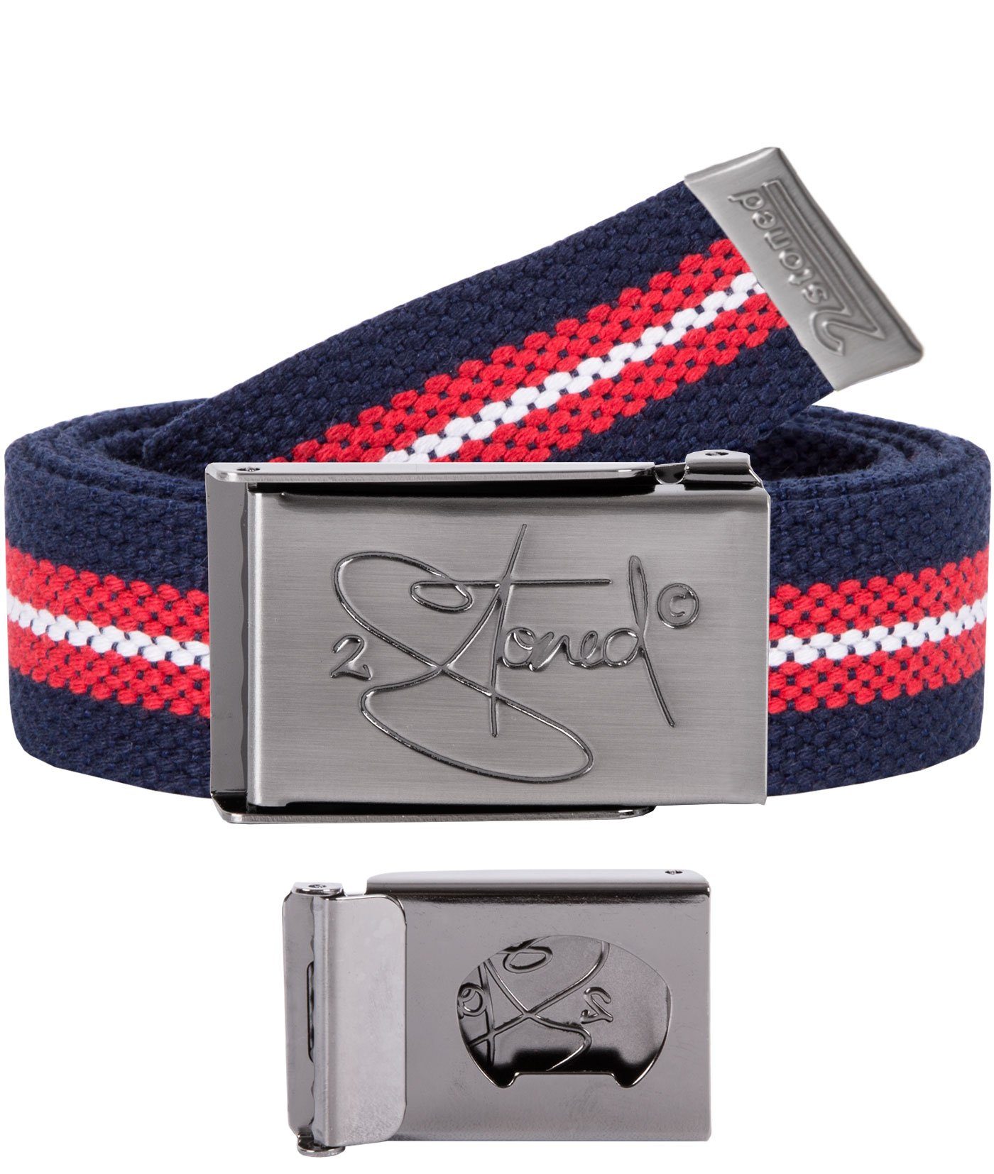 2Stoned Koppelgürtel Stoffgürtel Unisex, Schnalle Matt Classic, 3 cm breit, 120 cm lang mit Flaschenöffner