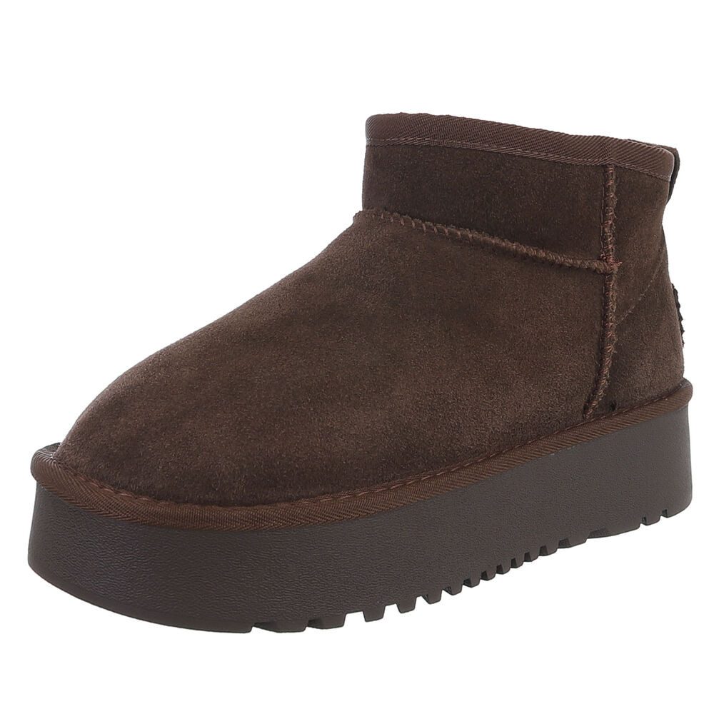 Ital-Design Bequemer Plattform-Echtleder-Schuh für Alltag und Freizeit Снегоходы (90471193) Flach Plateaustiefeletten in Braun
