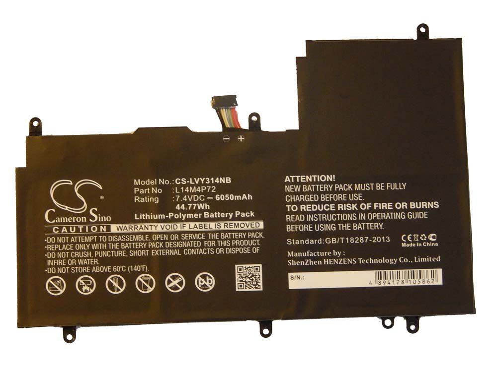 vhbw Akku Ersatz für Lenovo L14S4P72 für Notebook, Netbook (6050 mAh, 7,4 Laptop-Akku Akku Li-Polymer 6050 mAh (7,4 V, 1 St), Leistungsfähiger Austausch-Akku für Notebook, Wiederaufladbar, Jede