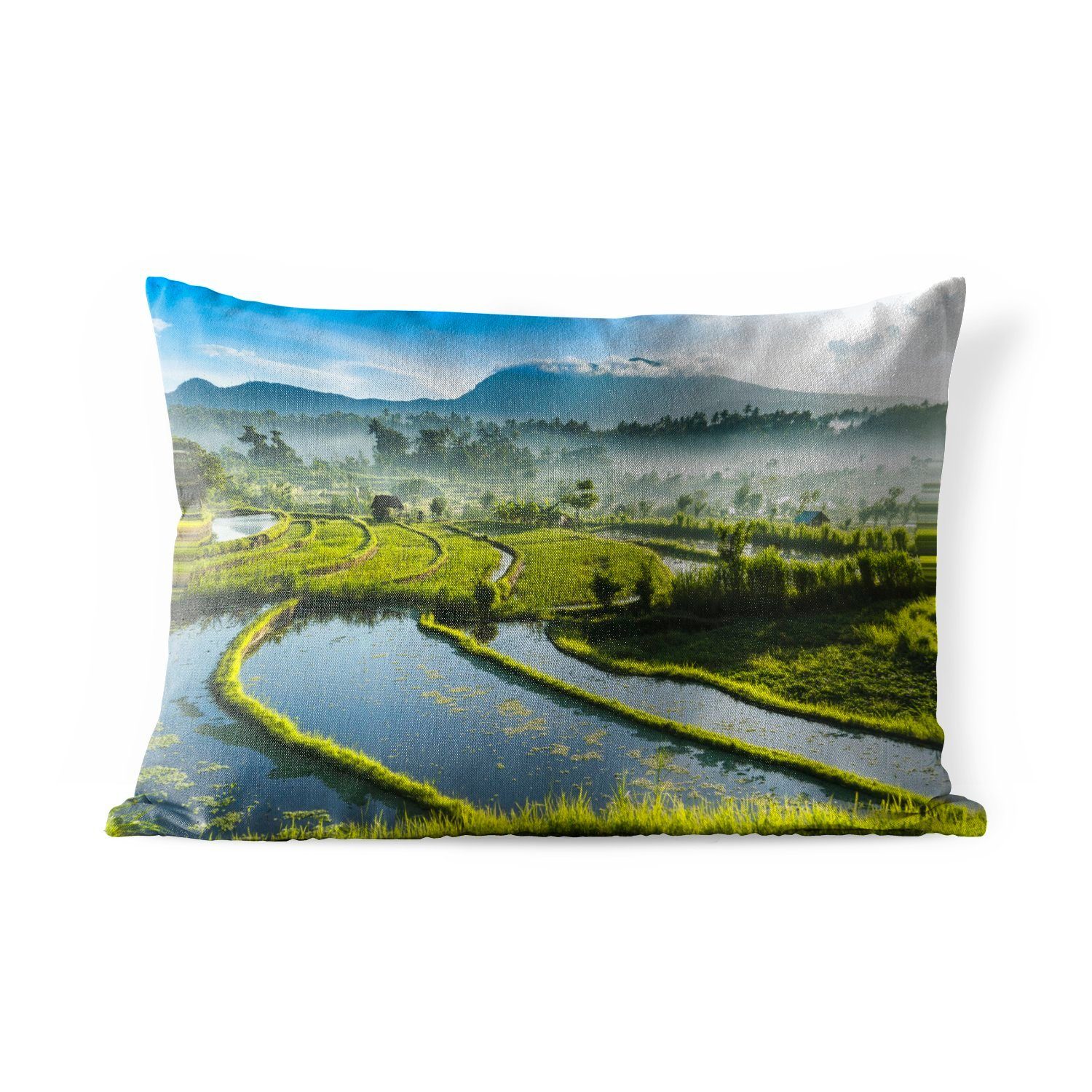 MuchoWow Dekokissen Reisfelder auf Dekokissenbezug, Outdoor-Dekorationskissen, Bali, Polyester, Kissenhülle