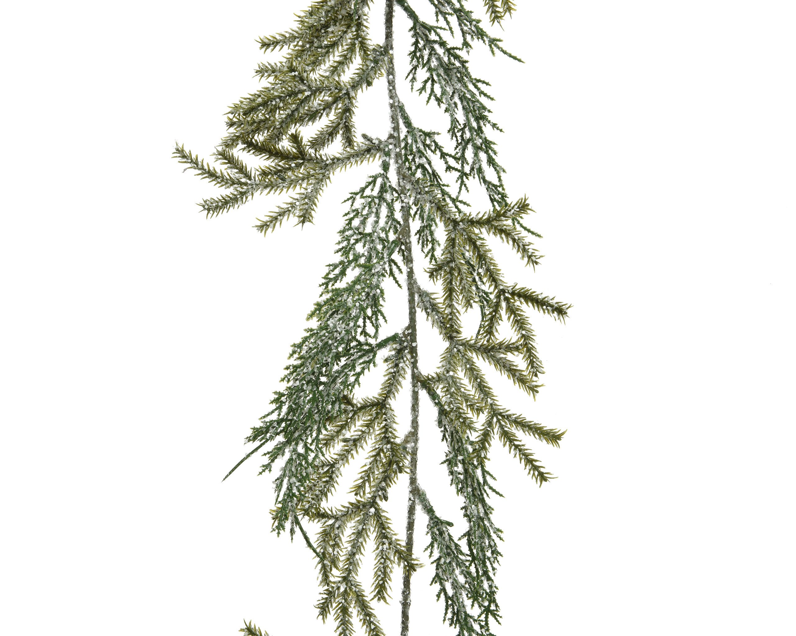 Kunstgirlande, Kaemingk, Zypressen & Zedern Girlande künstlich Spritzguss 1,8m Grün beschneit