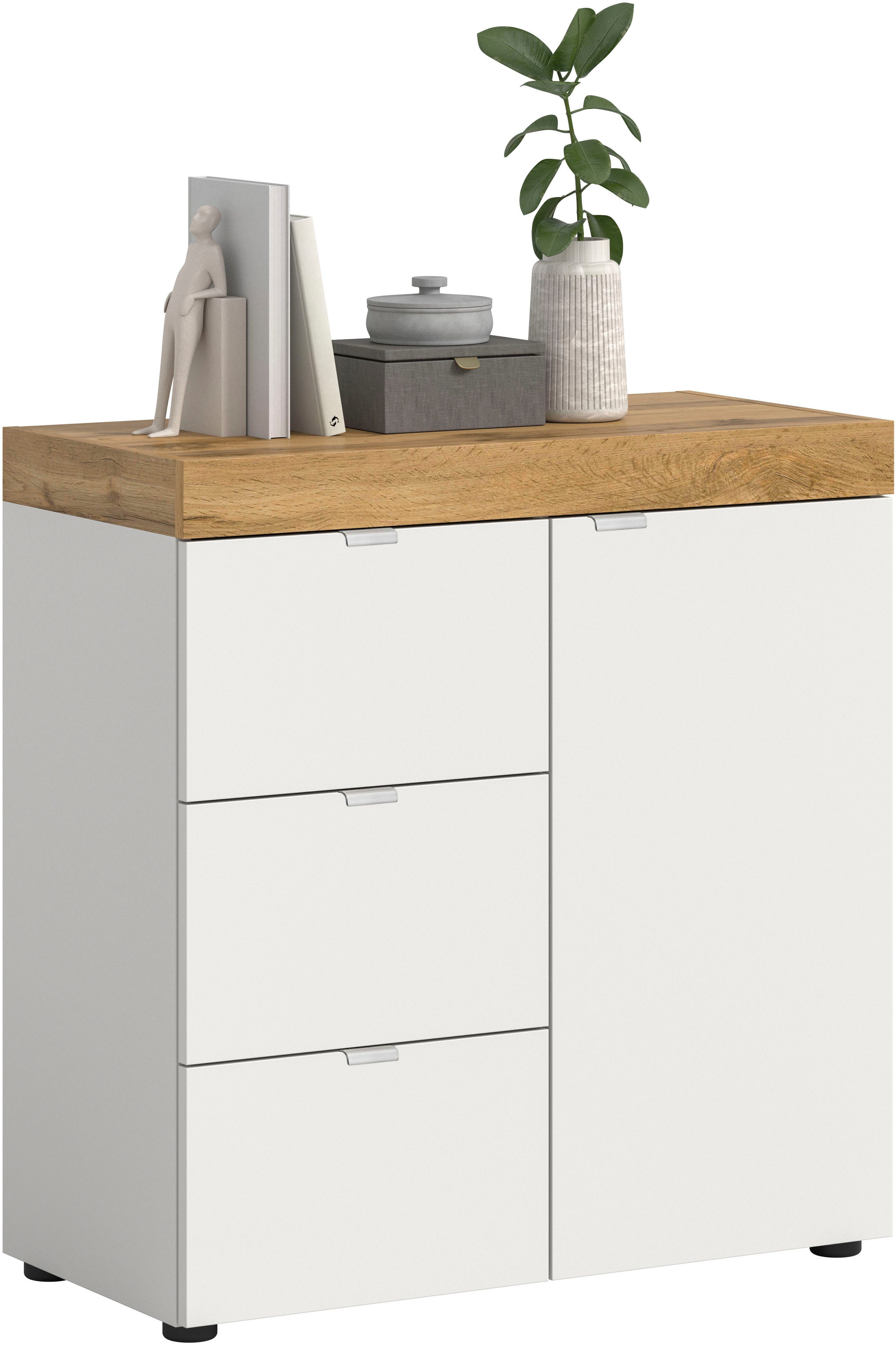 OTTO home Kommode MAMBO II, Breite 77 cm, 1 Tür, 1 Einlegeboden, 3 Schubkästen (1 St., 2-farbige Ausführung, in verschiedenen modernen Trendfarben erhältlich), Kommode, Anrichte, Wohnzimmer, Schlafzimmer
