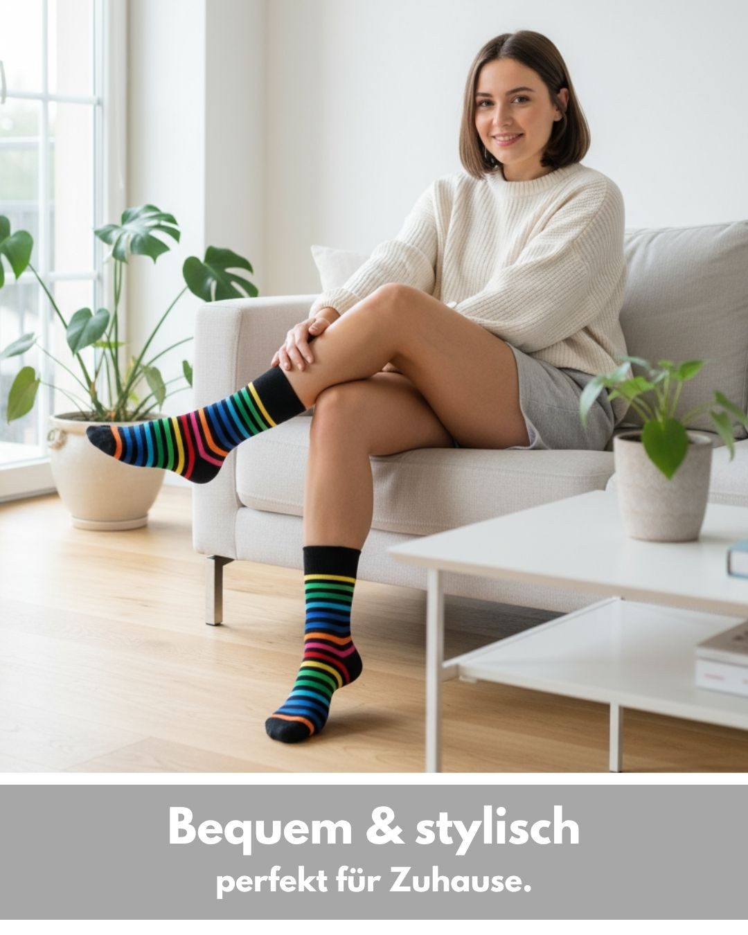 sockenkauf24 Basicsocken Damen Socken Bunt Ringelsocken Gestreift Baumwolle mit Komfortbund (6-Paar) ohne Naht – Bild 4 von 5