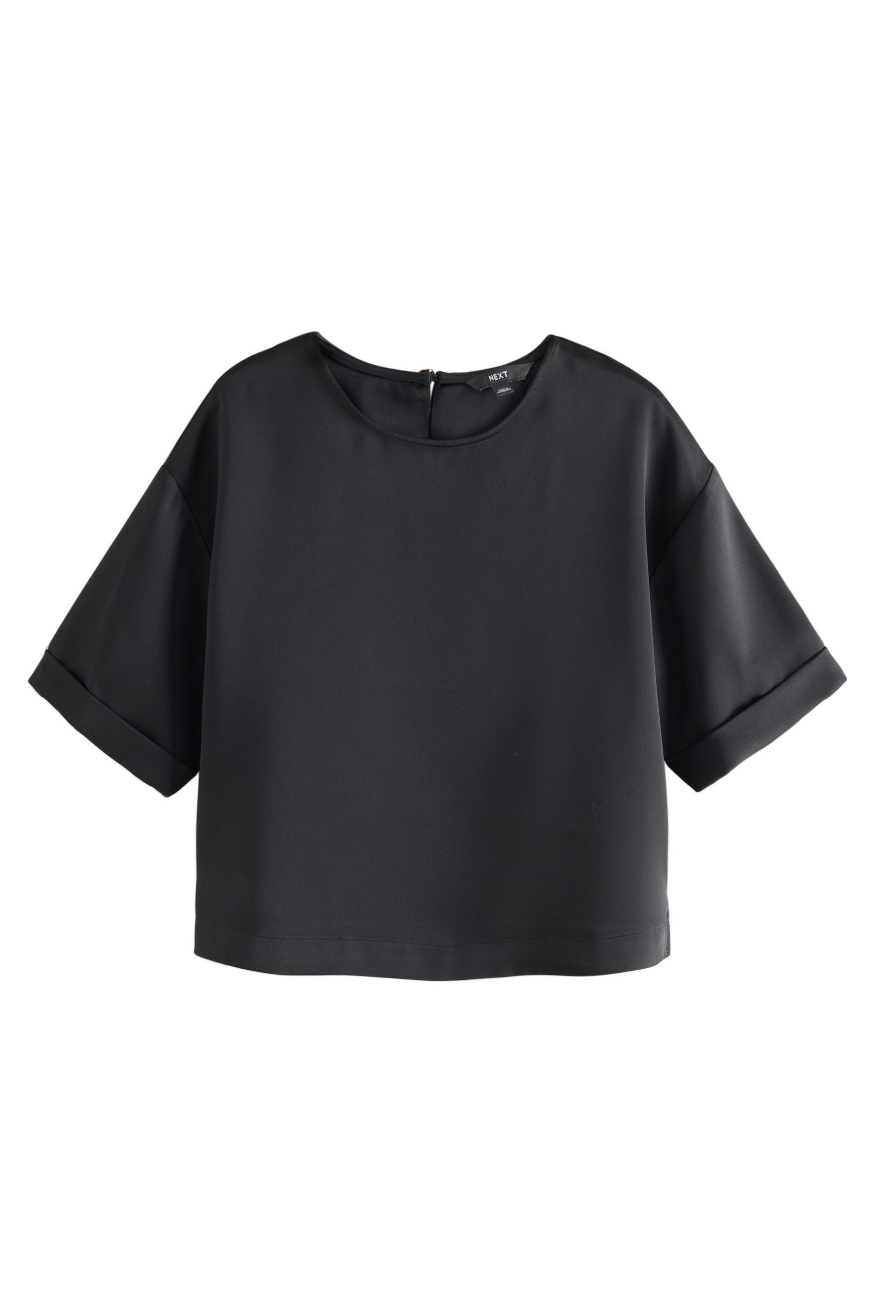 Next T-Shirt Kastiges Satin-T-Shirt mit kurzen Ärmeln (1-tlg) günstig online kaufen
