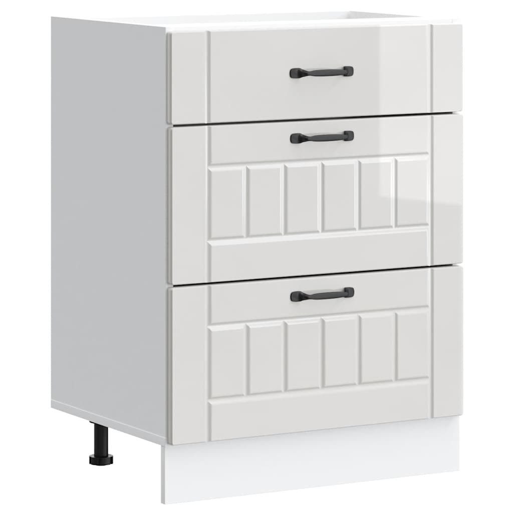 vidaXL Unterschrank 60 x 46 x 815 cm Küchen-Unterschrank Lucca Hochglanz-Weiß Spanplatte
