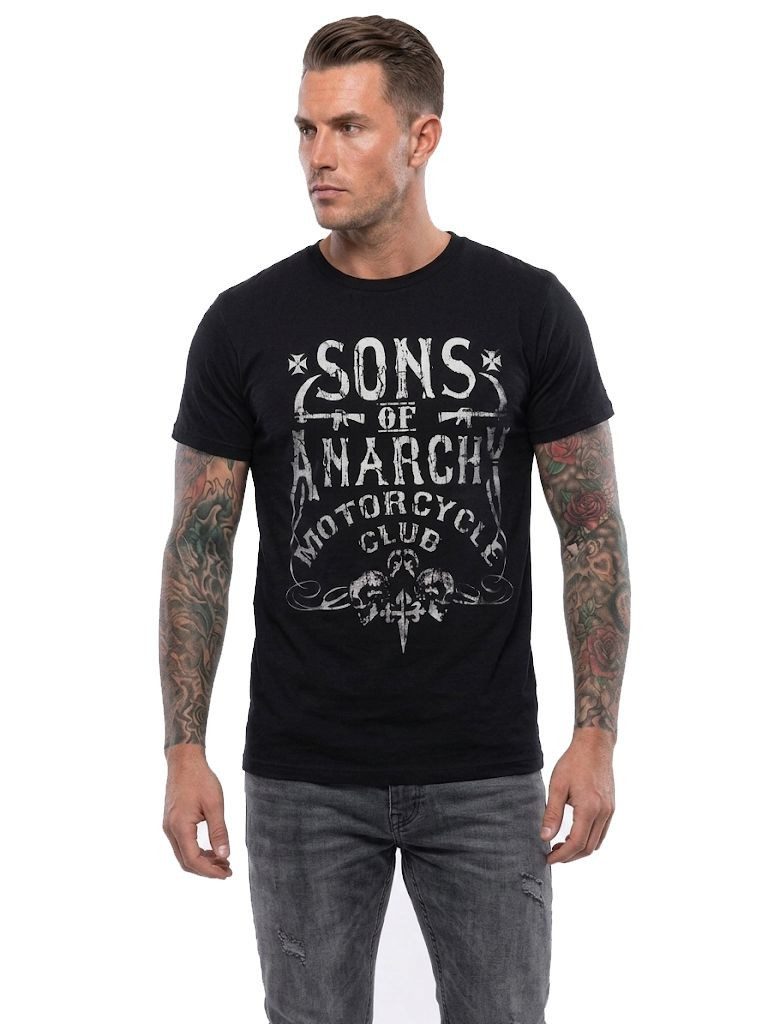 Print-Shirt Sons of Anarchy T-Shirt Kult-Design für Biker & Seriensfans Schwarz