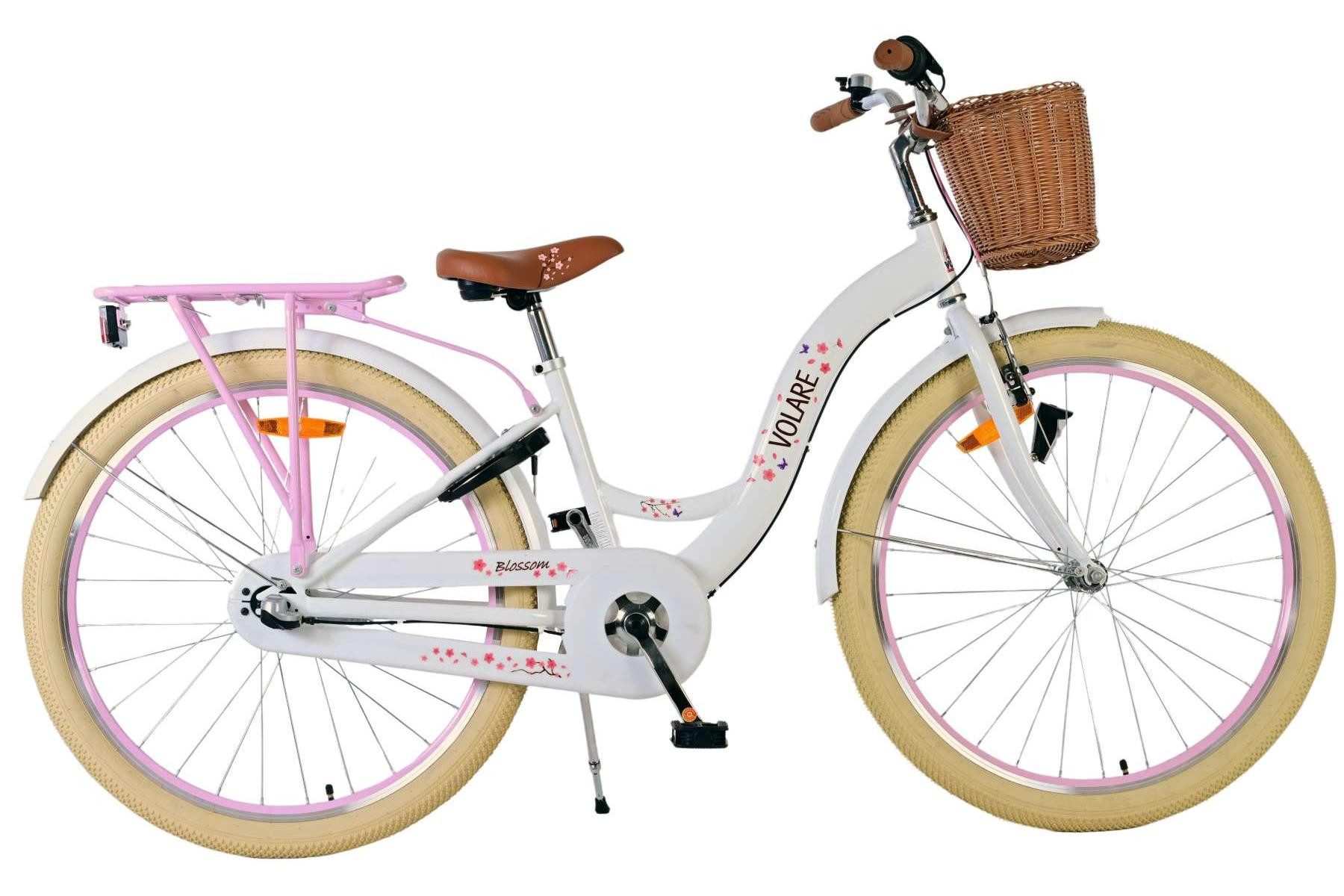Volare Kinderfahrrad Volare Blossom Kinderfahrrad für Mädchen - 26 Zoll in weißer Farbe, Vorderradbremsen, geschlossener Kettenkasten, Aluminiumfelgen