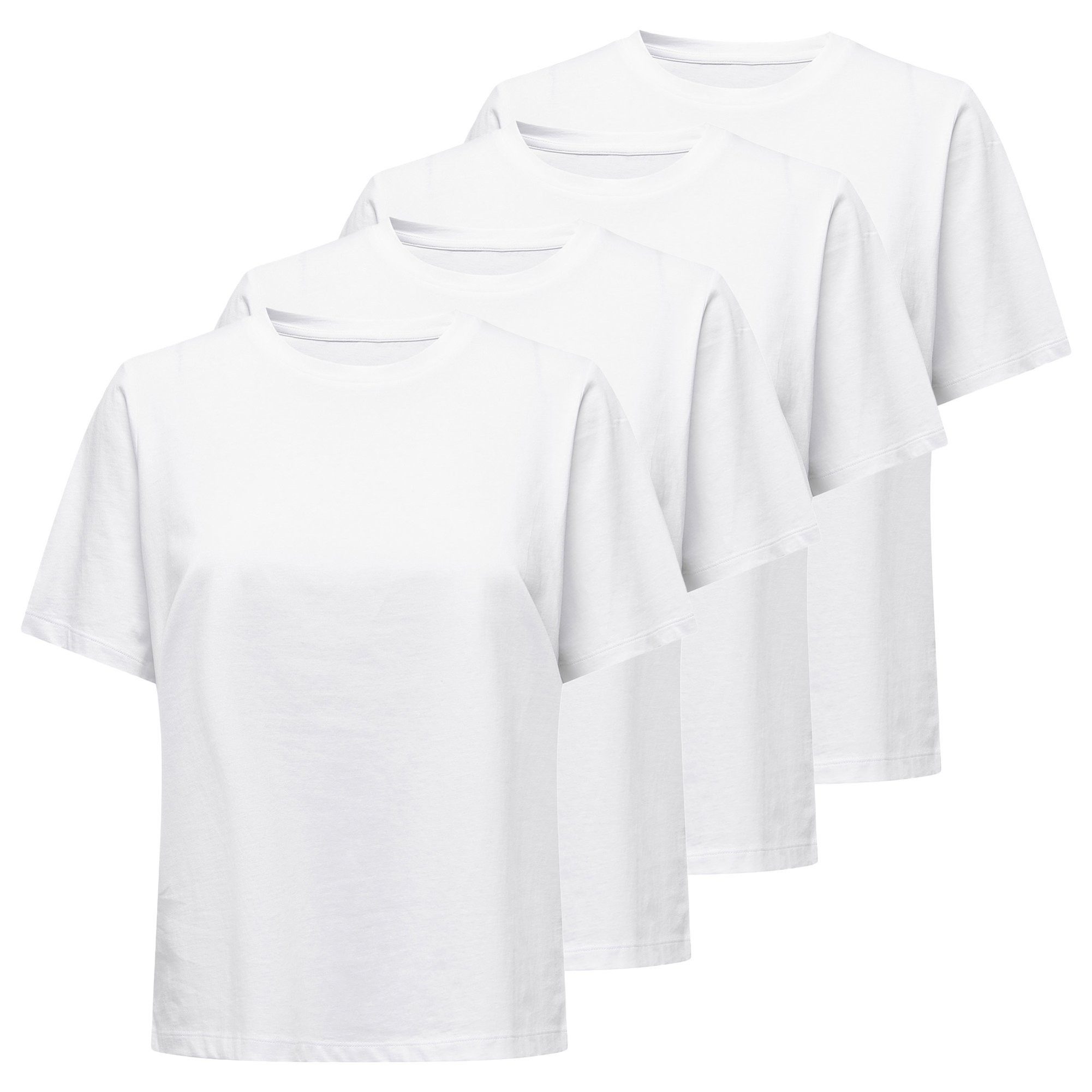 ONLY T-Shirt Damen T-Shirt 4er Pack Baumwolle ONLONLY TEE 4P (Packung, 4er Pack)