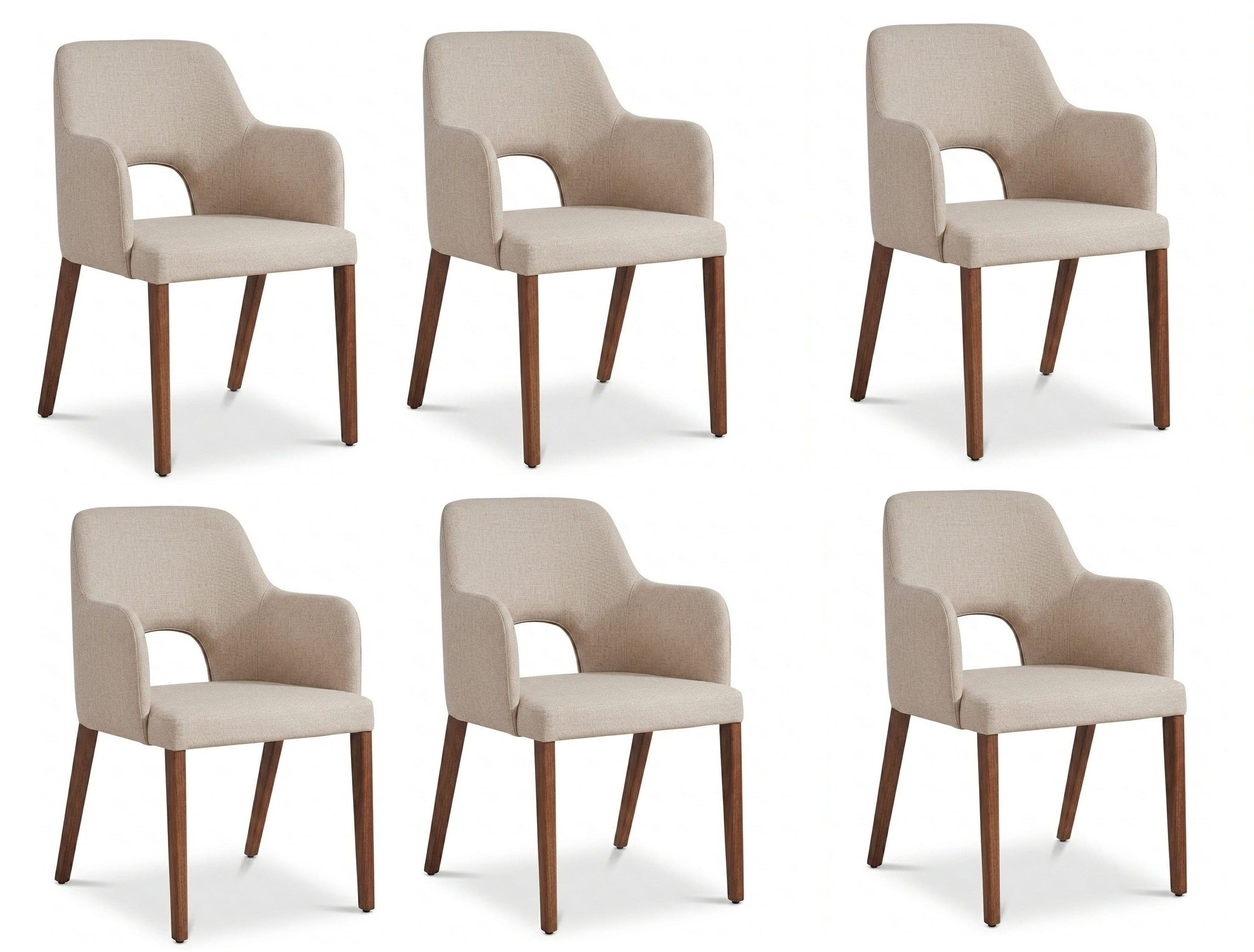 Xlmoebel Sitzgruppe Erlesener Design Esszimmerstühle 6x Set Beige Textil Armlehnenstühle, (6-tlg., 6-tlg)