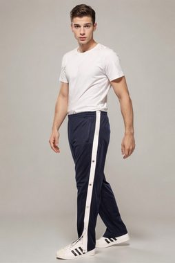 Kendindza Collection Jogginghose Knopfhose Jogginghose mit Druckknöpfen Sporthose Herren Relaxhose Tunnelzug, Gummibund, Streifen, Knöpfe