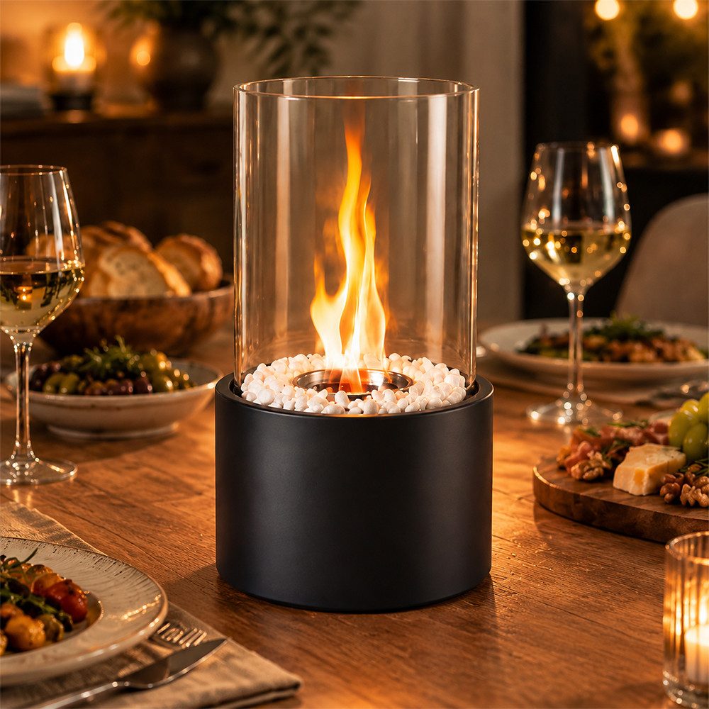 Nettlife Tischfeuer Ethanol Tischkamin Eckig/Rund Kamin Indoor Outdoor Tischfeuerstelle (Set, für Tisch, Terrasse, Balkon & Garten), Die Party Geschenkideens oder als stilvolle Tischdekoration