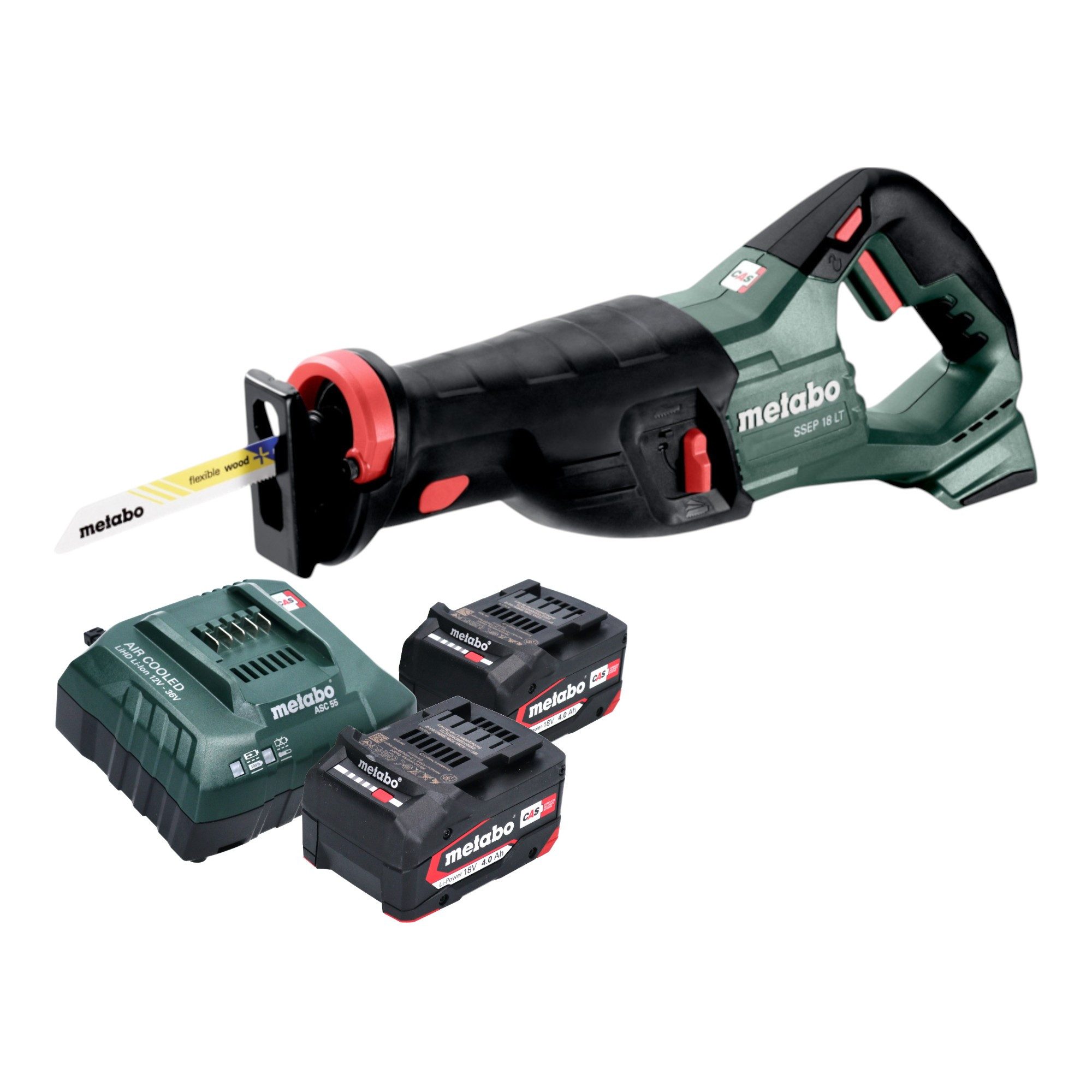 metabo Reciprosäge SSEP 18 LT Akku Säbelsäge 18 V 32 mm + 2x Akku 4,0 Ah + Ladegerät