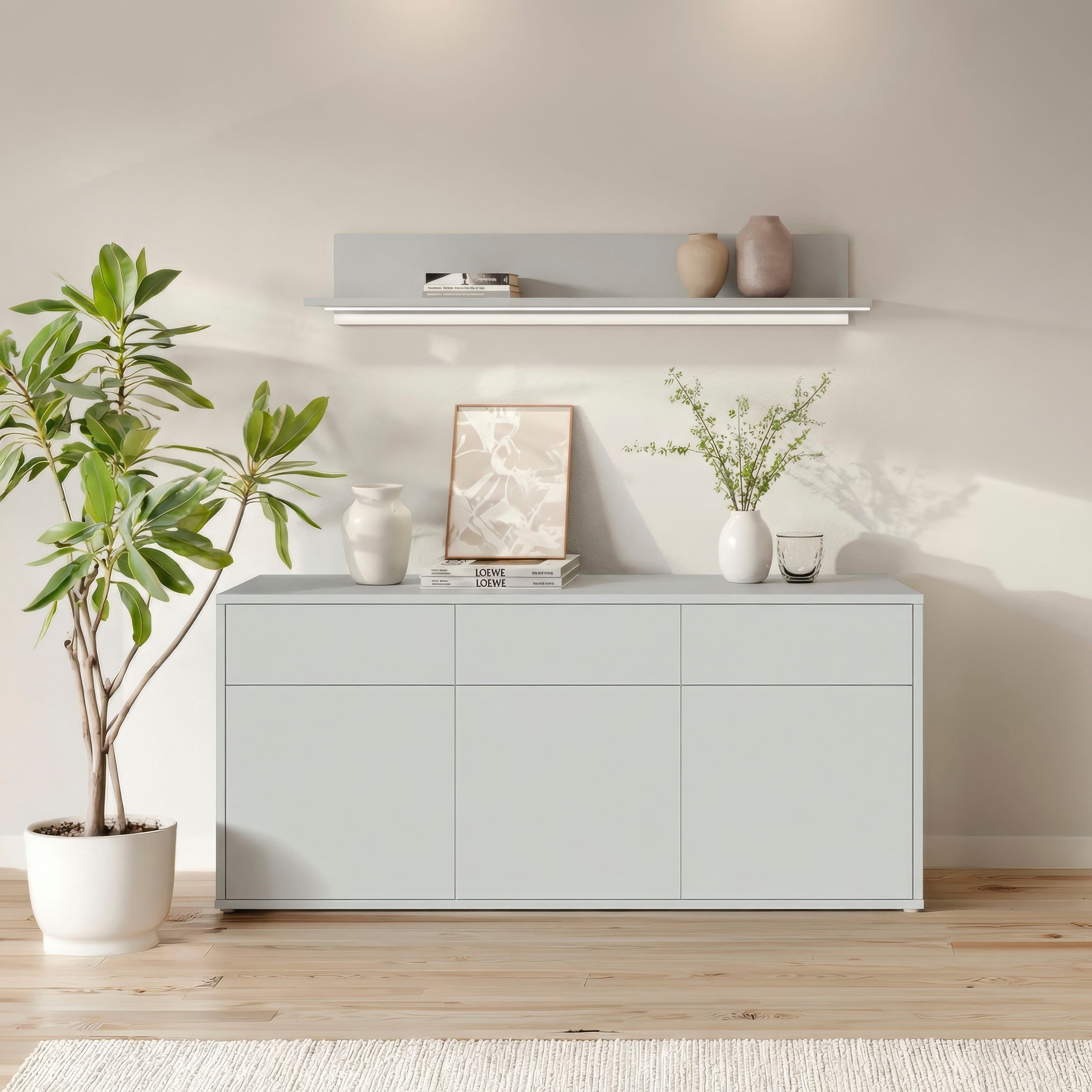 FORTE Sideboard Alice Springs, Sideboard, Breite 184,2 cm, viel Stauraum, Schubkästen mit Vollauszug, Push to open, grifflos