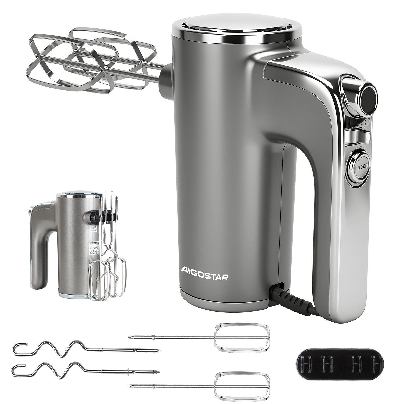 Aigostar Снегоочистители Adela - Handmixer Elektrischer, Ultra Power Mixer Handrührer, Einstellbare Geschwindigkeitssteuerung