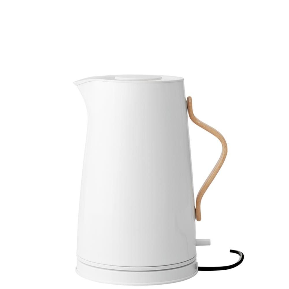 Stelton Wasserkocher Emma, 1,2 Liter, kabelloser elektrischer Kocher mit Buchenholzgriff chalk