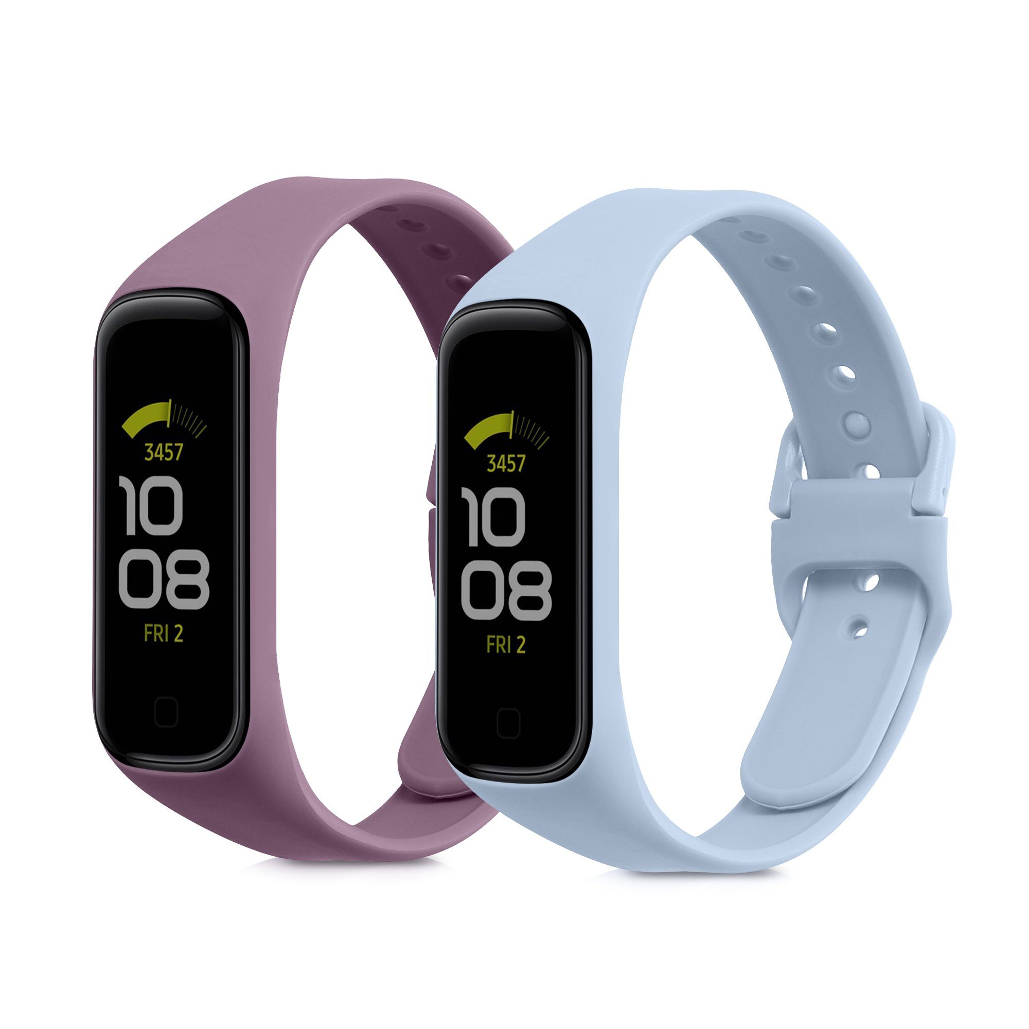 Armband Fitnesstracker Set 2x Silikon Fit Hellblau für Samsung kwmobile Galaxy 2, TPU Sportarmband Uhrenarmband