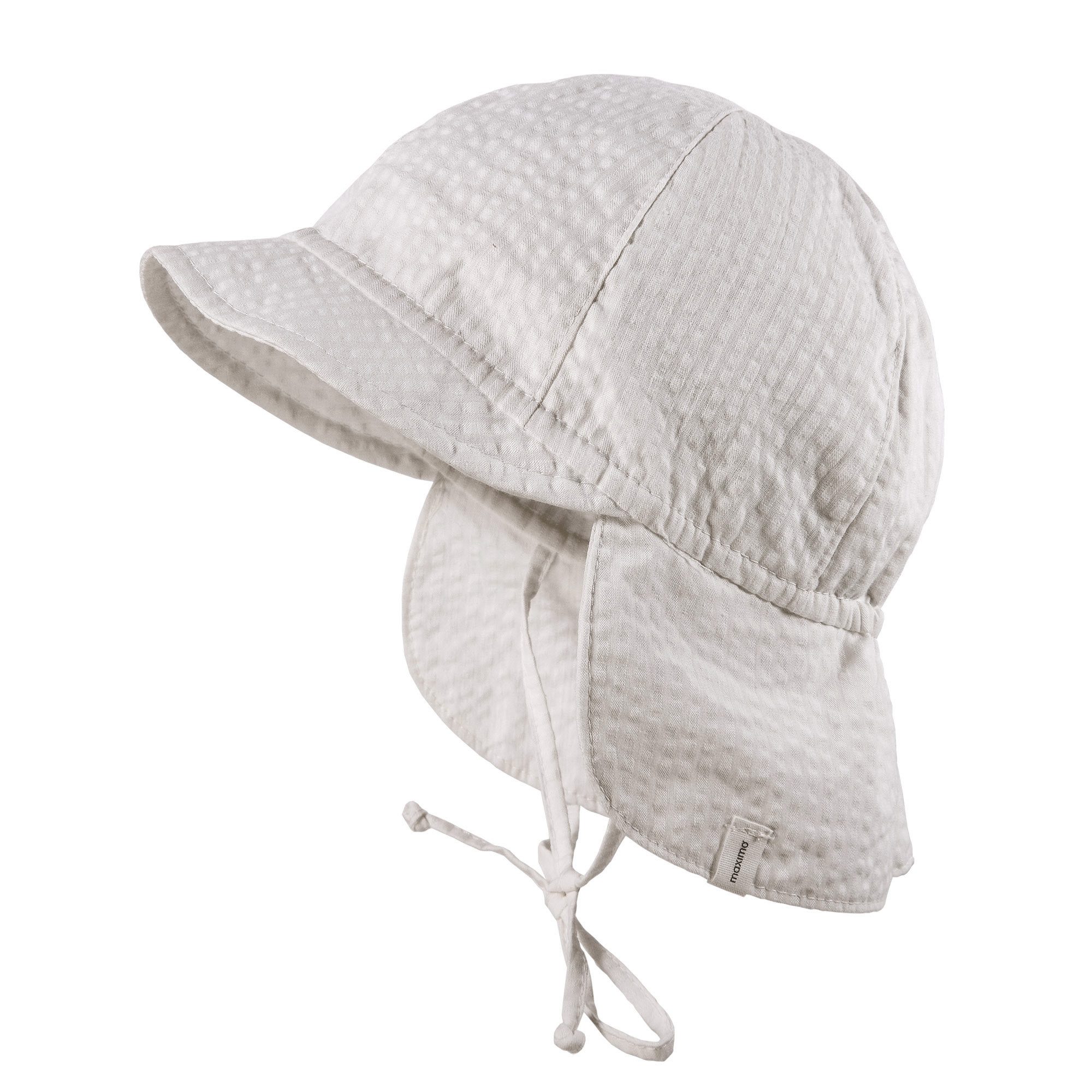 MAXIMO Schirmmütze BABY-Schildmütze, Seersucker kurzer Nackenschutz, Bindeband, UV (1-St) Seersucker