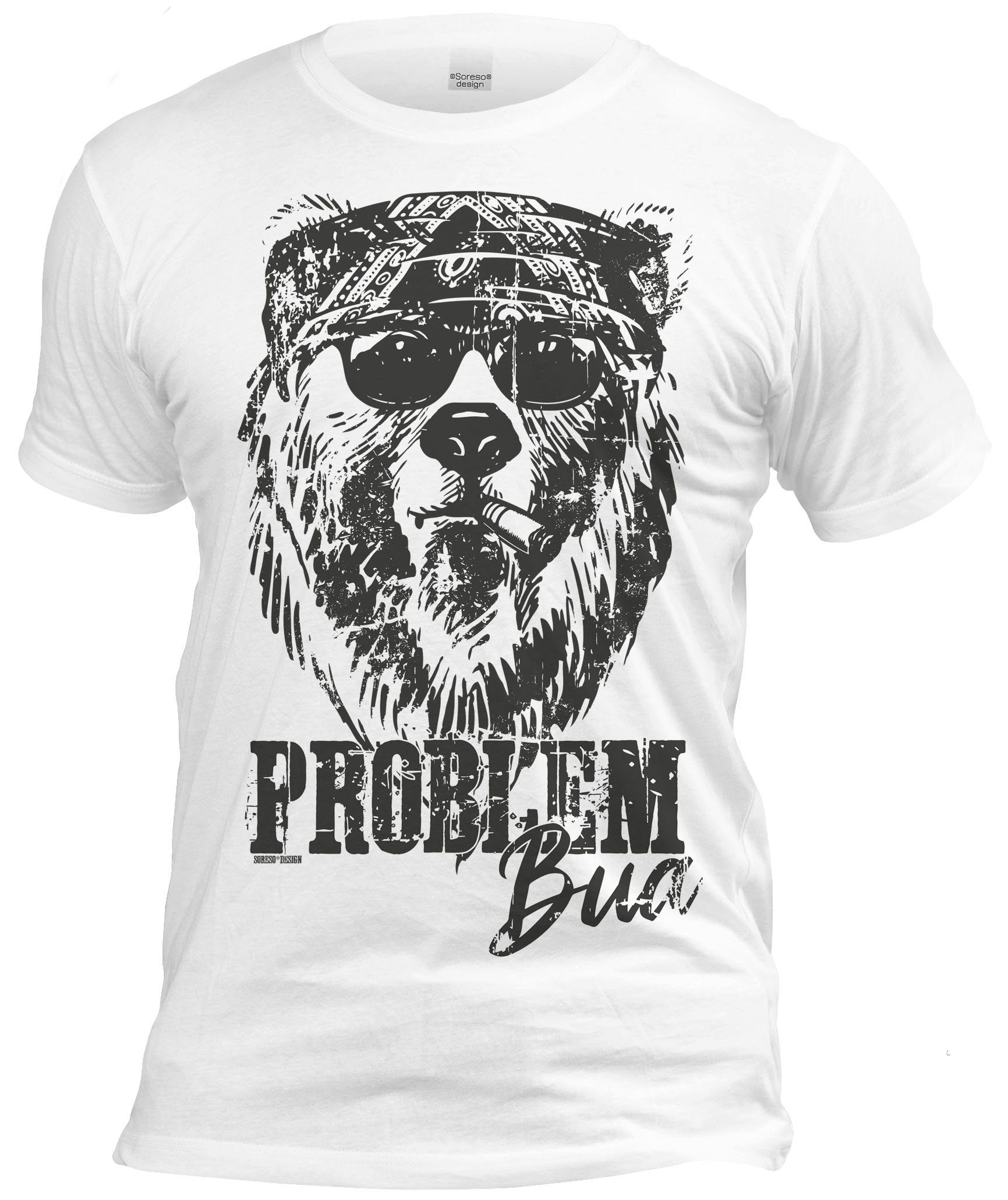 Soreso® T-Shirt Trachtenshirt Problem Bua Herren (Ein T-Shirt) Trachten T-Shirt Männer weiss