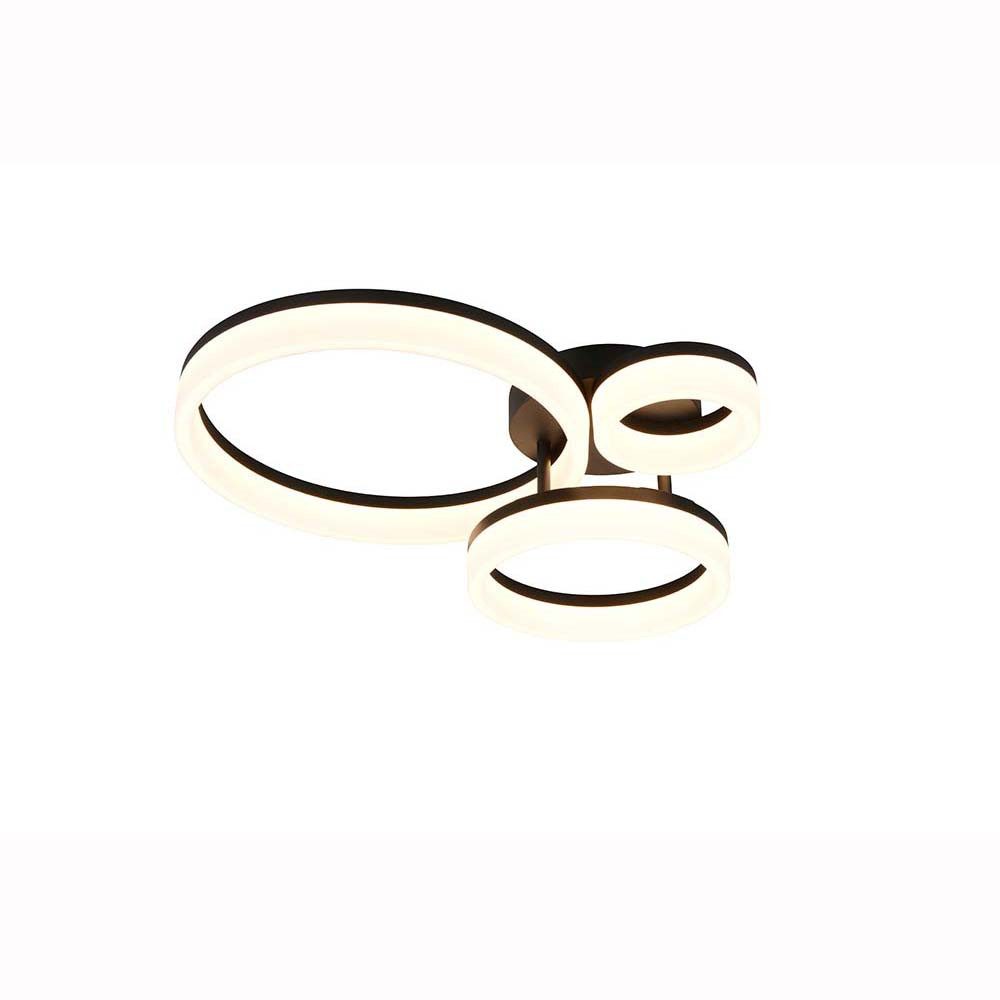 Reality Leuchten LED Deckenleuchte, LED-Leuchtmittel fest verbaut, Warmweiß, LED Deckenleuchte Deckenlampe Wohnzimmerlampe schwarz modern B 51 cm