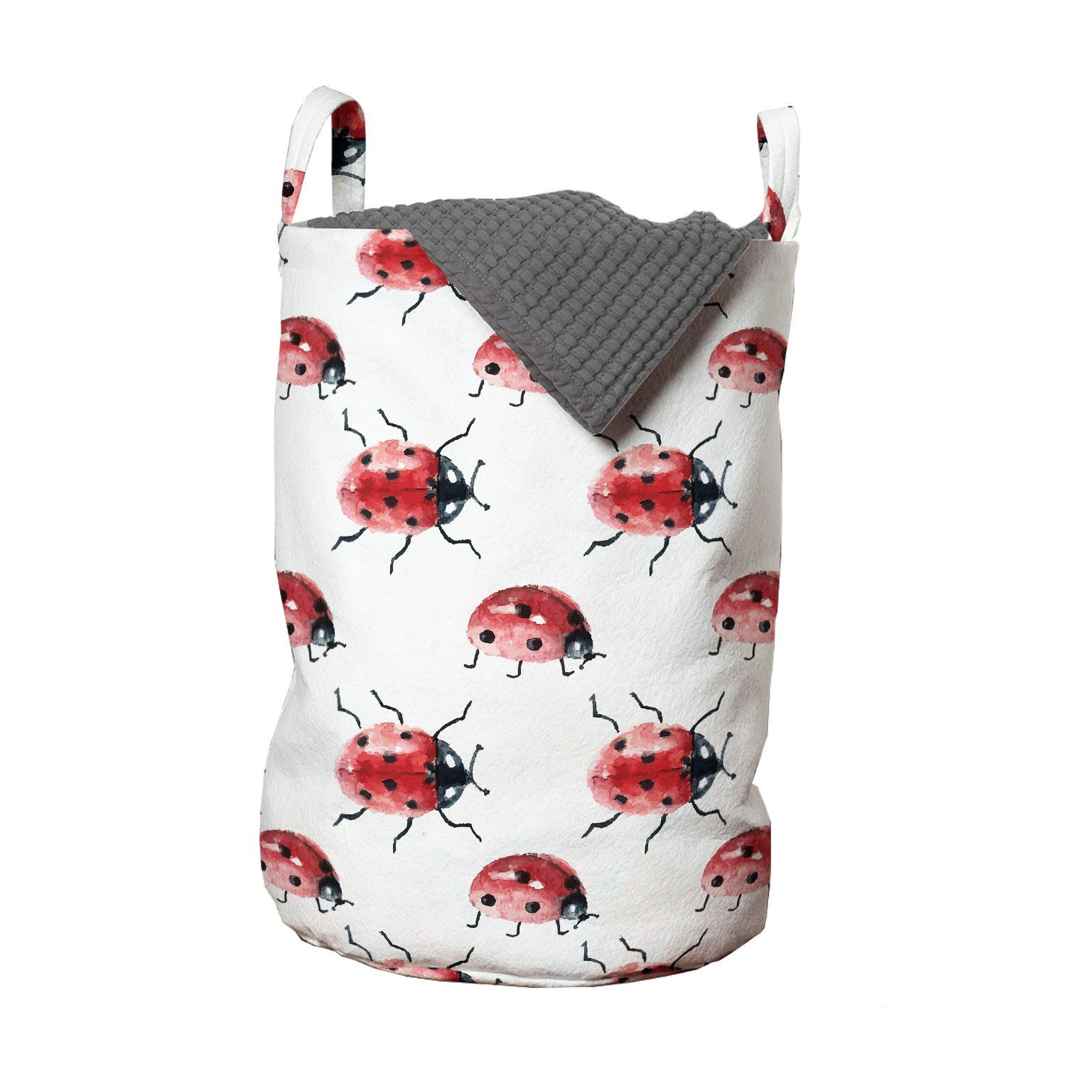 Abakuhaus Wäschesäckchen Wäschekorb mit Griffen Kordelzugverschluss für Waschsalons, Aquarell Lady Bug Insekt