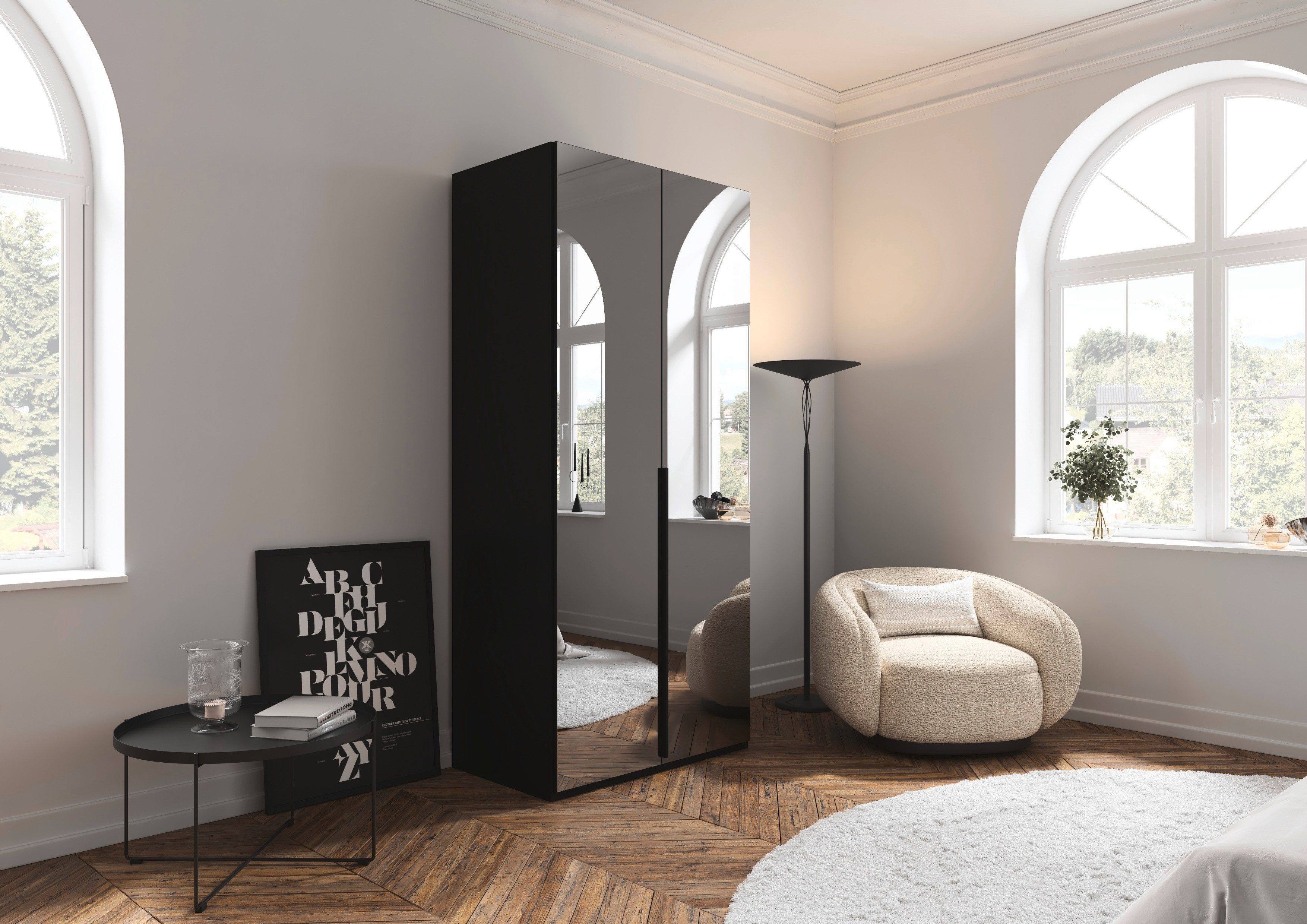 LeGer Home by Lena Gercke Kleiderschrank Schrank Garderobe Ankleide Schlafzimmer Flur SERINA Eyecatcher (3 verschiedene Ausstattungen BASIC/CLASSIC/PREMIUM (inkl. SOFT-CLOSE) in 6 Breiten (101 - 401 cm) mit Front Glas oder Dekor MADE IN GERMANY