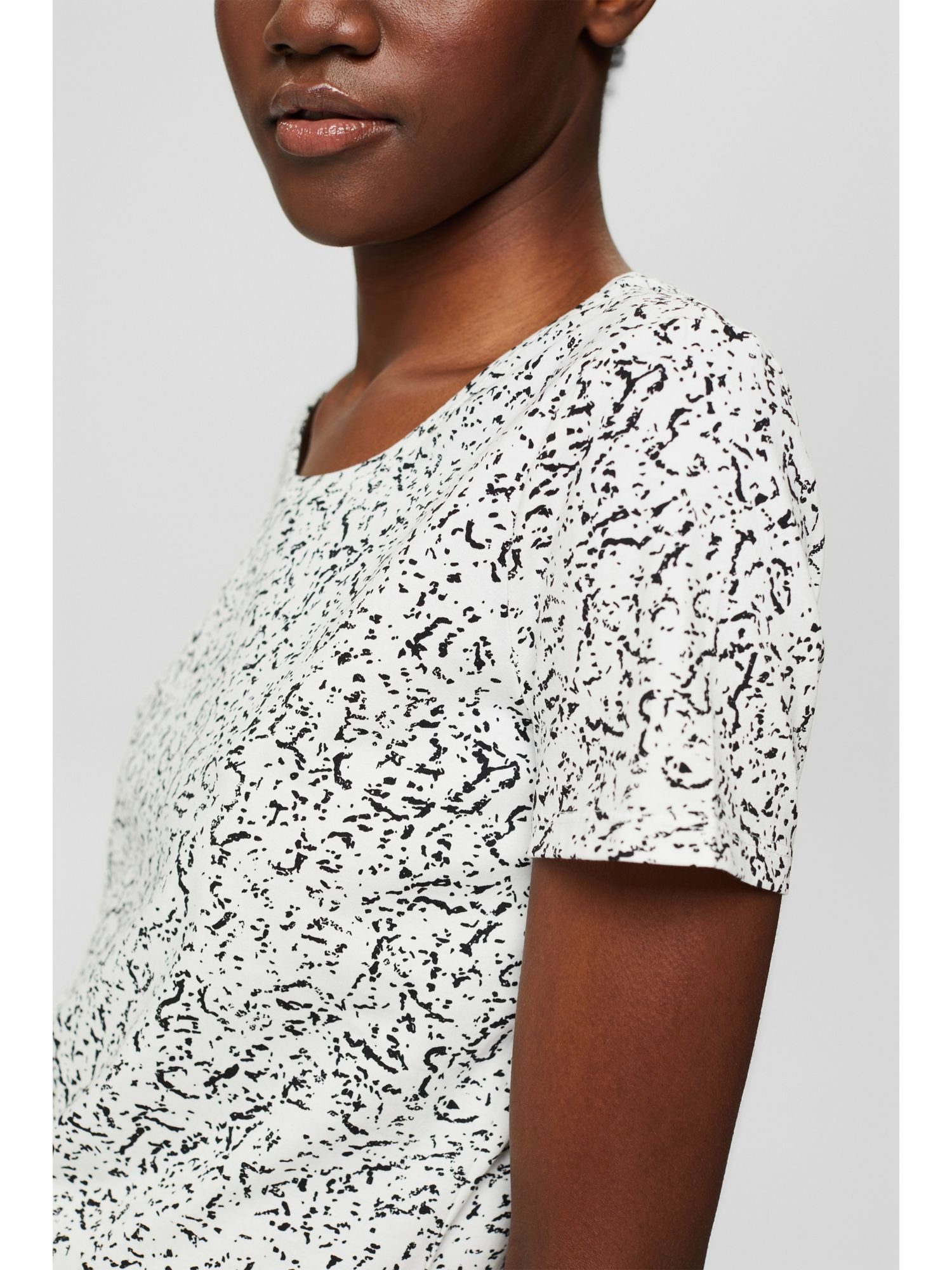 Esprit T-Shirt T-Shirt WHITE aus mit Cotton OFF (1-tlg) Organic Print