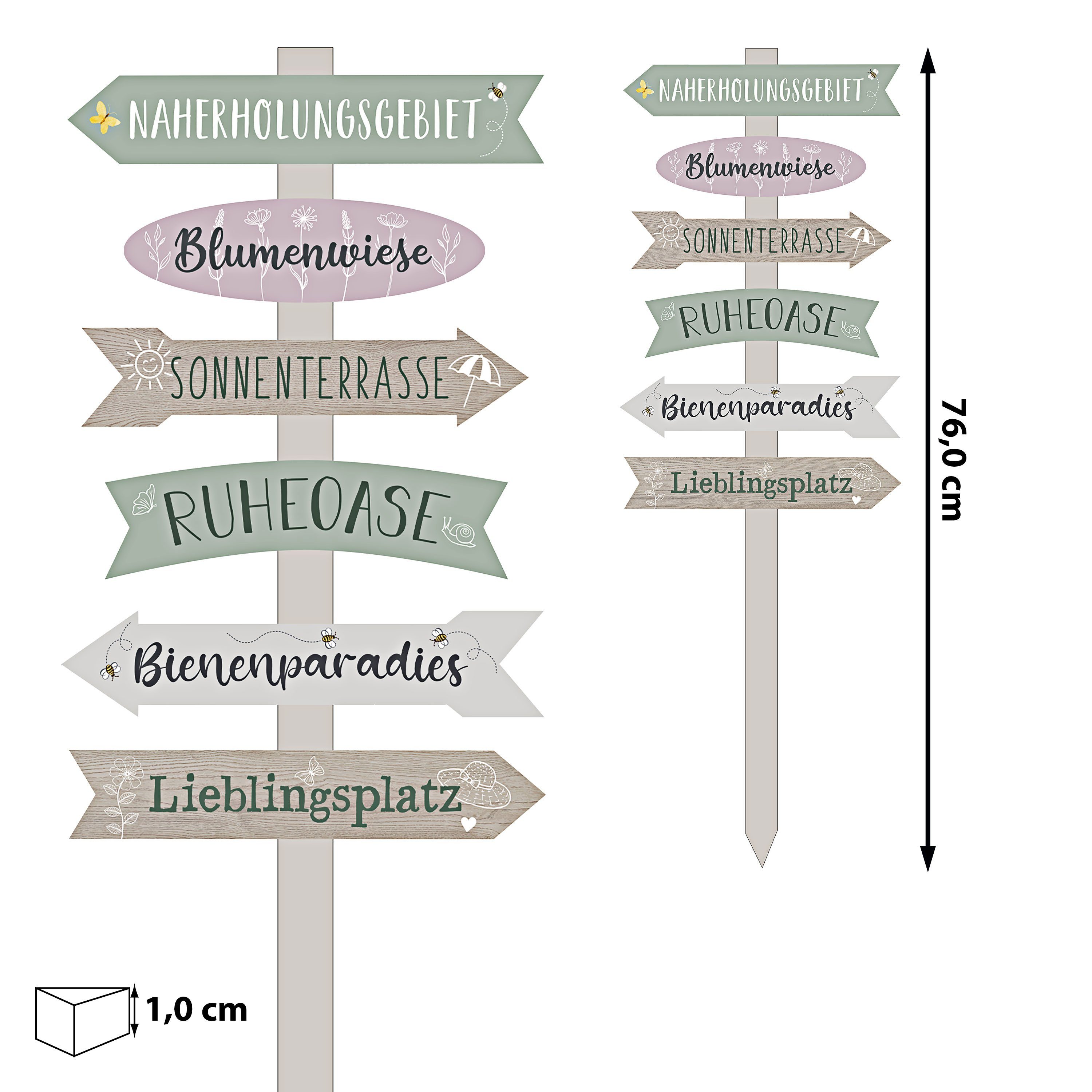 CEPEWA Gartenstecker Gartenschild Wegweiser 6 Planken günstig online kaufen