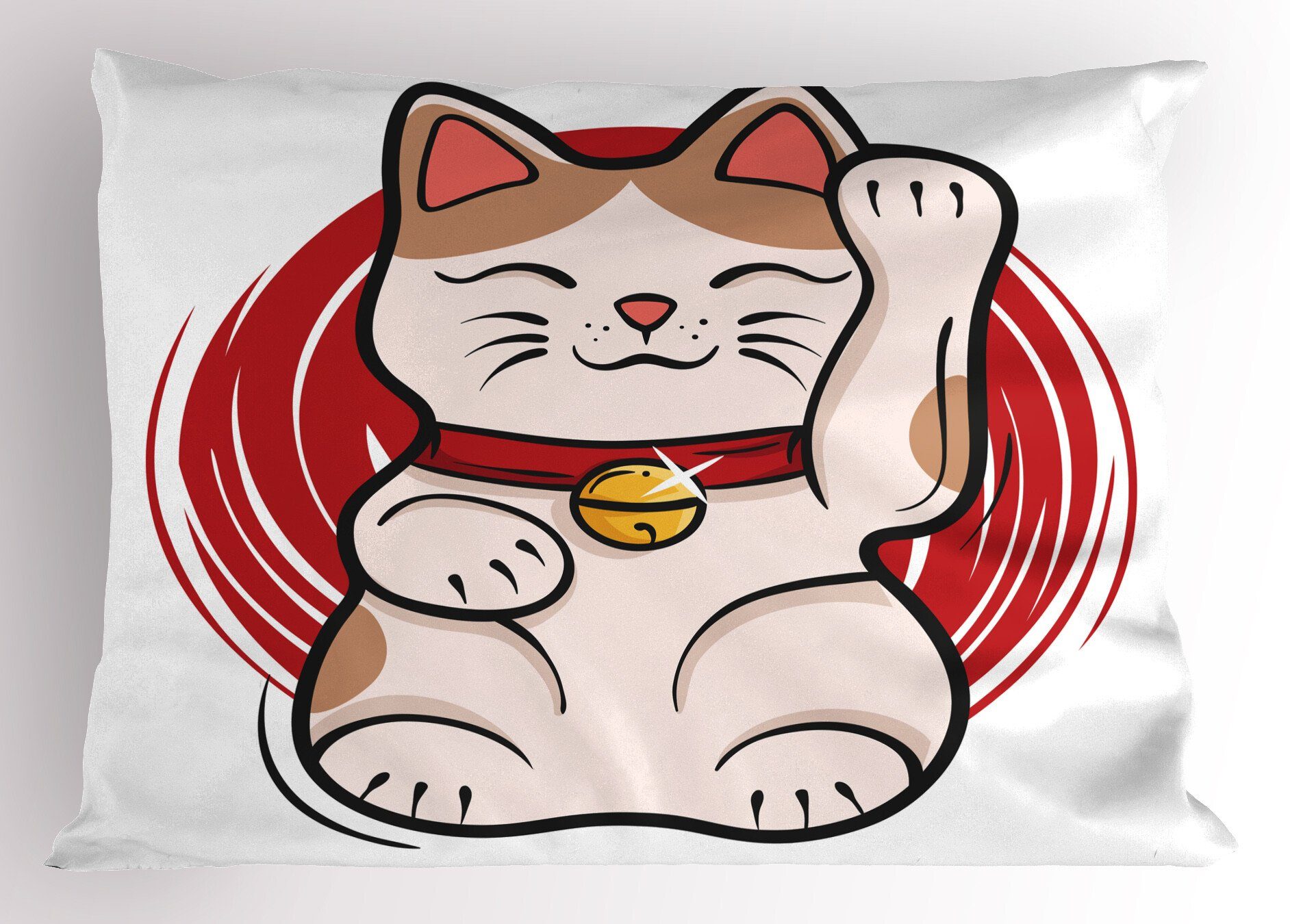 Mellow Kissenbezüge Gedruckter Kopfkissenbezug, Stück), Dekorativer (1 japanische Katze Fortune-Kitten Abakuhaus Queen Size