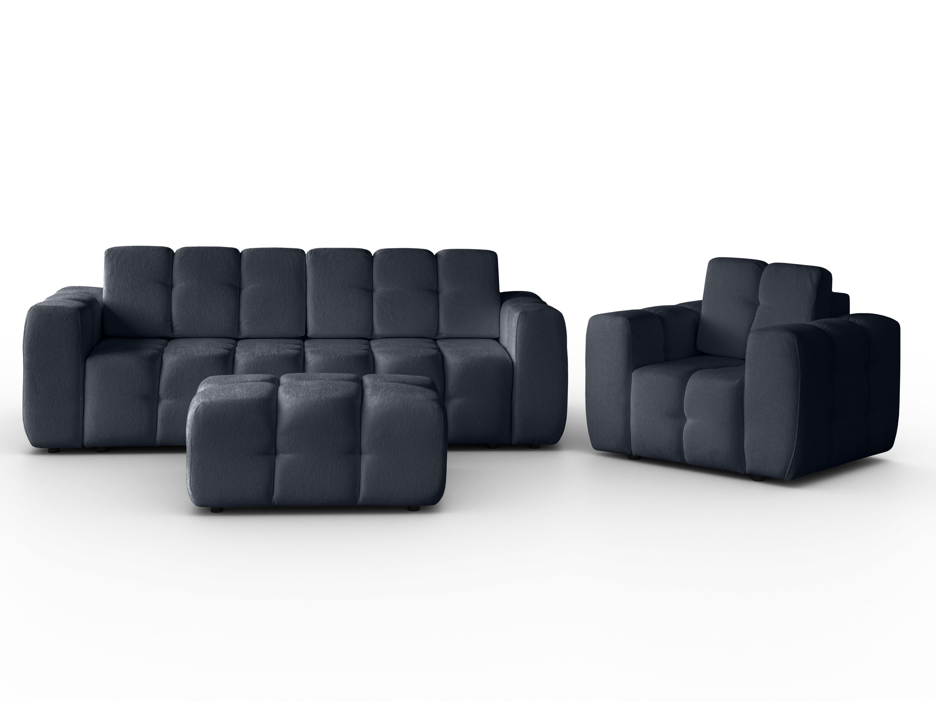 Beautysofa Sitzgruppe Modernes, elegantes Sofa + Sessel + Hocker BONA, (Liegefläche: 190×150 cm), B:240/H:90/T:172cm