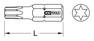 KS Tools Torx-Bit, 5 Stück, 1/4", 25 mm, T20, 5er Pack