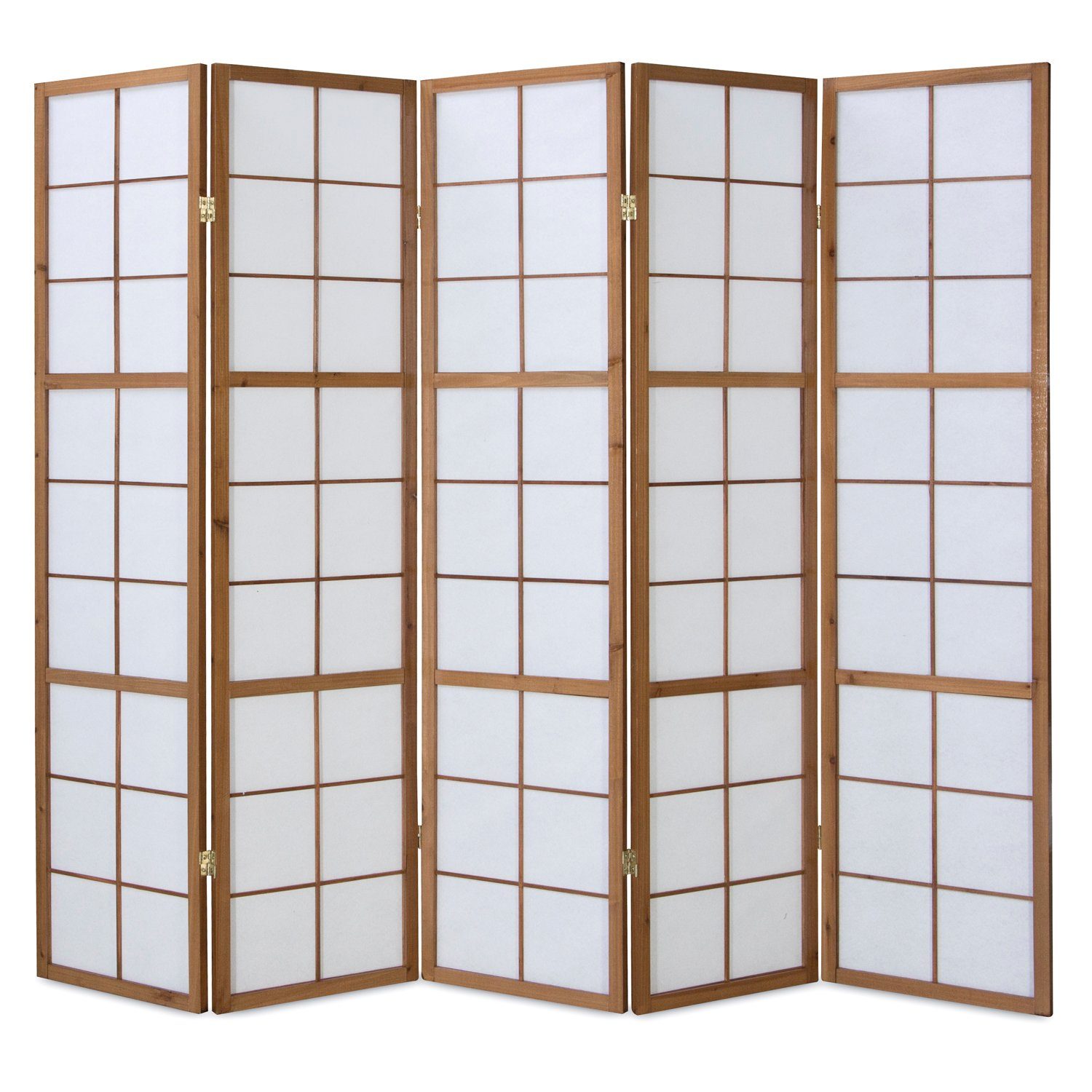 Homestyle4u Paravent Перегородки Sichtschutz Trennwand Braun Shoji Indoor faltbar Holz (5-teilig)