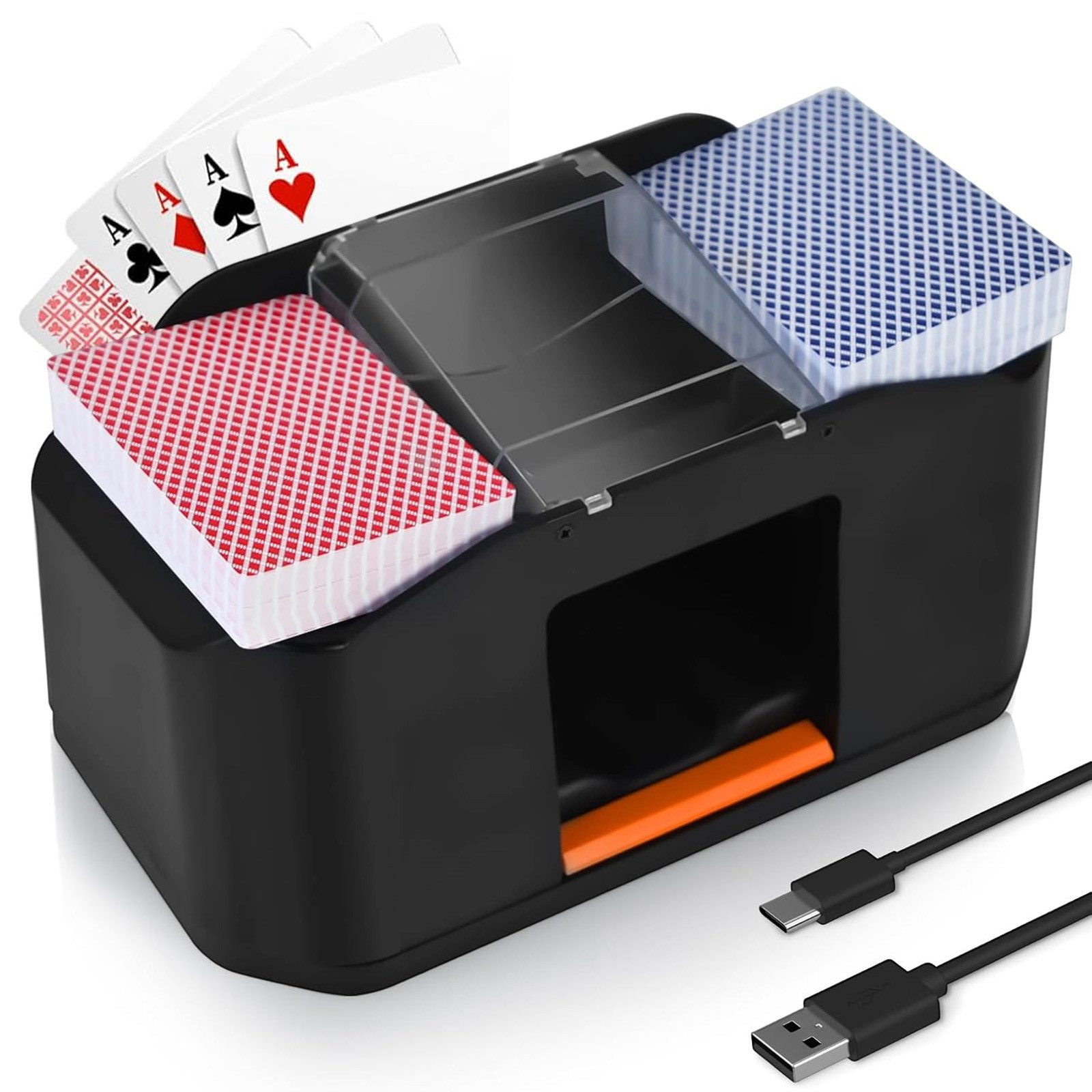 AKKEE Spiel Kartenmischer Elektrisch, Automatischer Kartenmischer 2 Decks, batteriebetrieben